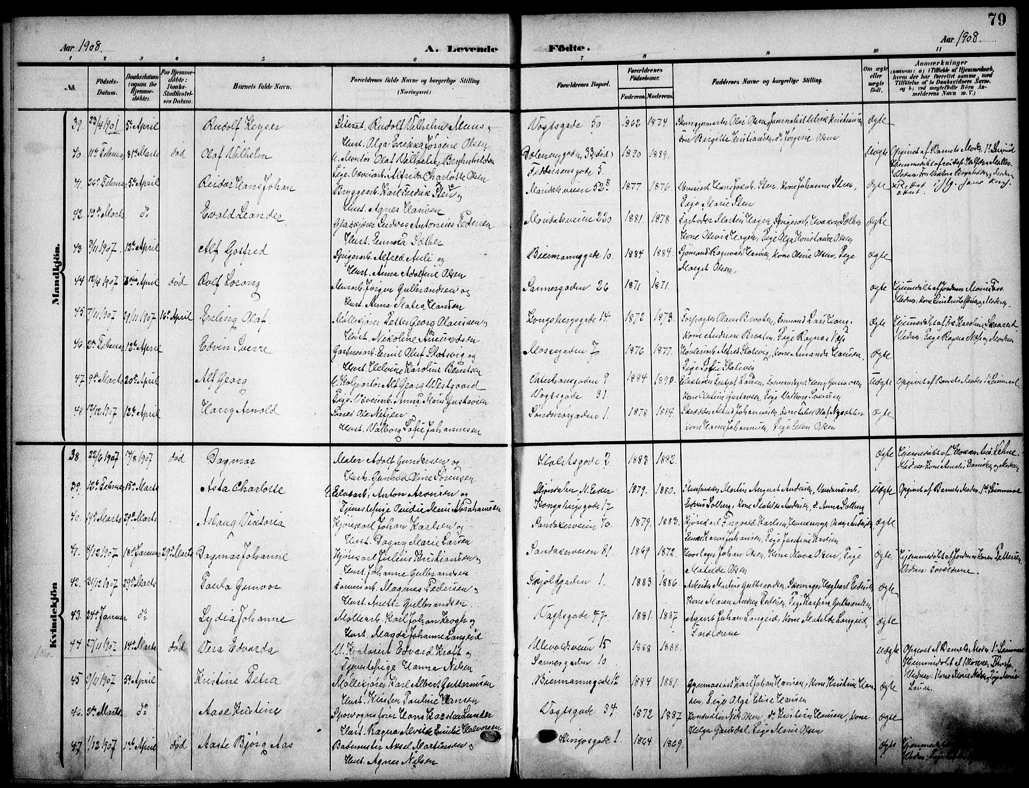 Sagene prestekontor Kirkebøker, SAO/A-10796/F/L0007: Parish register (official) no. 7, 1905-1915, p. 79