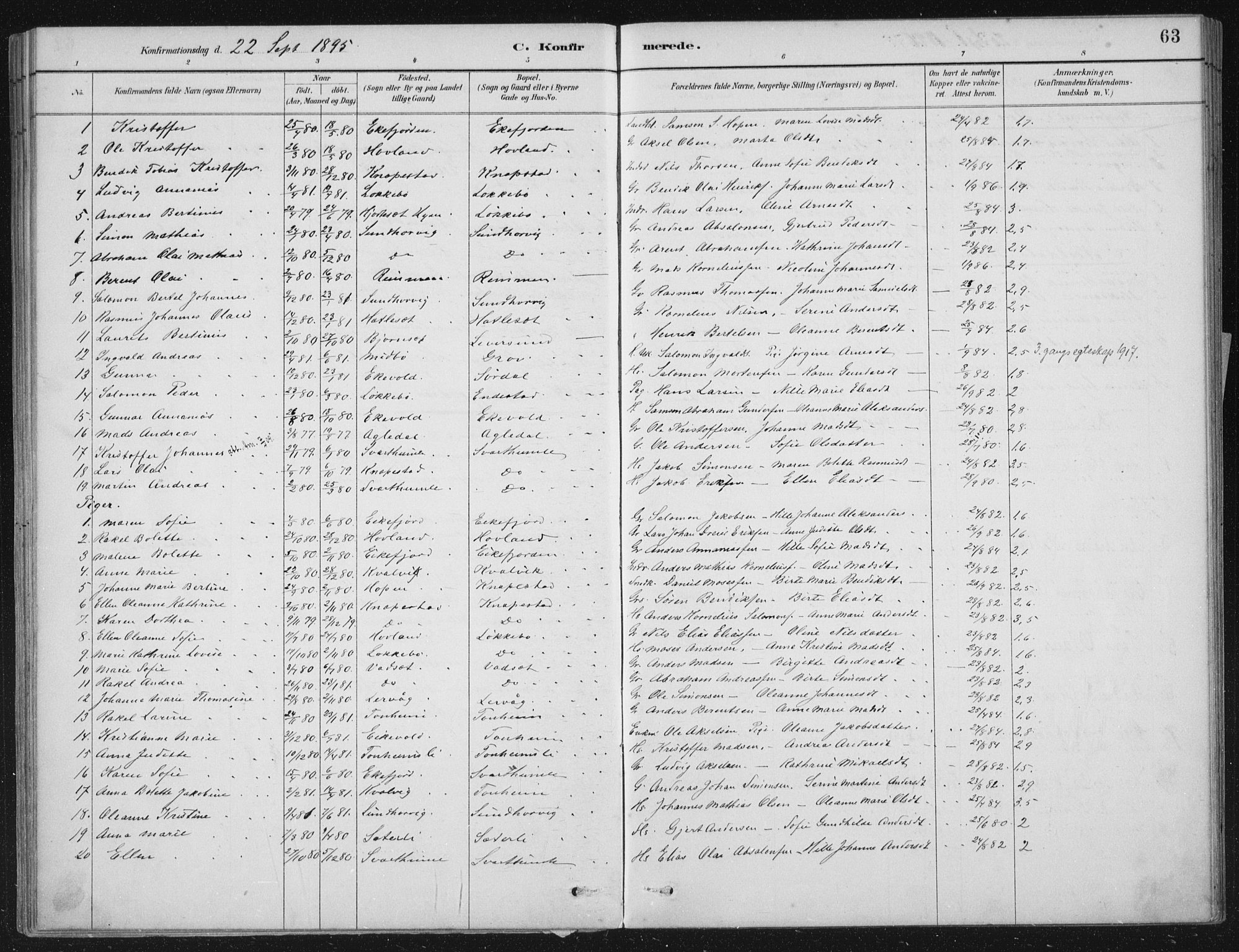 Kinn sokneprestembete, SAB/A-80801/H/Haa/Haae/L0001: Parish register (official) no. E 1, 1890-1916, p. 63