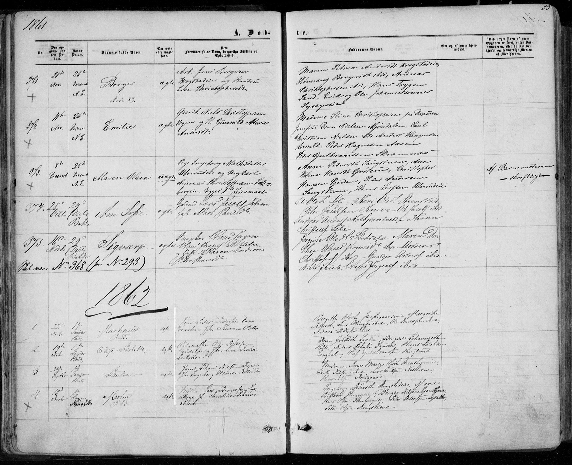 Eiker kirkebøker, SAKO/A-4/F/Fa/L0016: Parish register (official) no. I 16, 1860-1868, p. 53