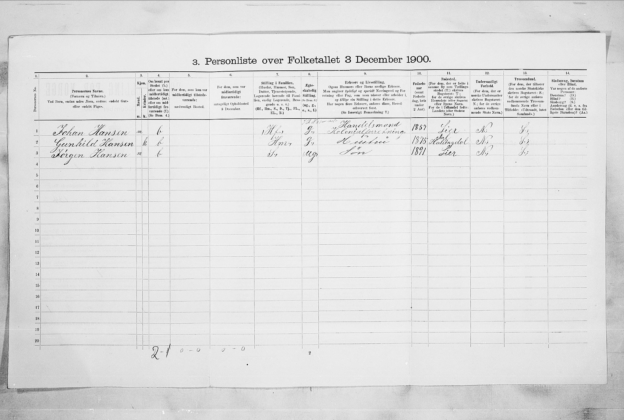RA, 1900 census for Drammen, 1900, p. 13538