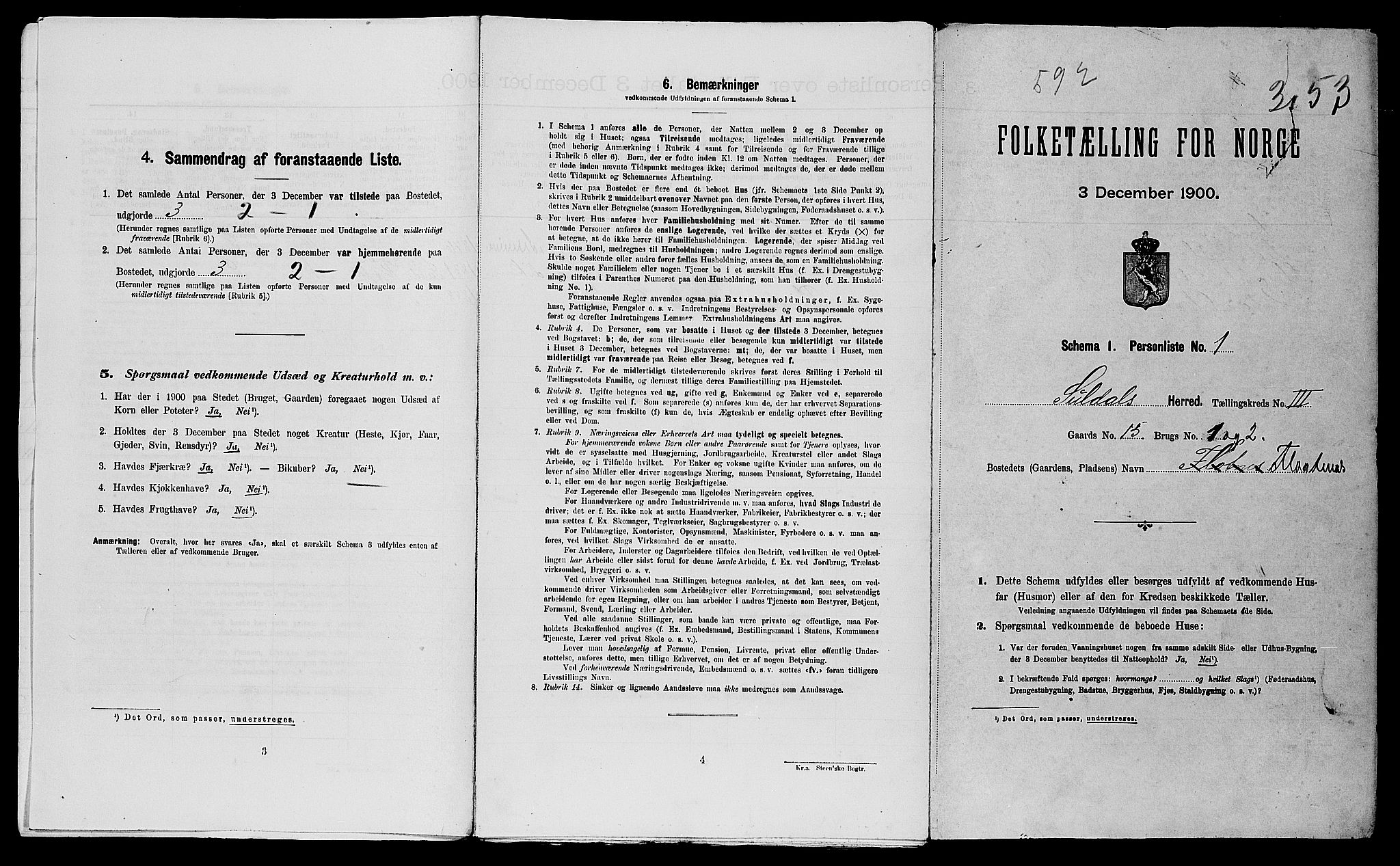 SAST, 1900 census for Suldal, 1900, p. 40