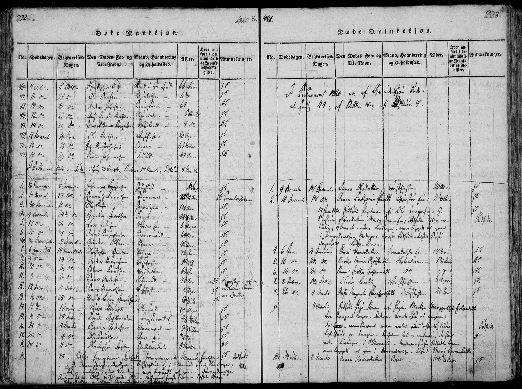 Eiker kirkebøker, AV/SAKO-A-4/F/Fa/L0011: Parish register (official) no. I 11, 1814-1827, p. 222-223