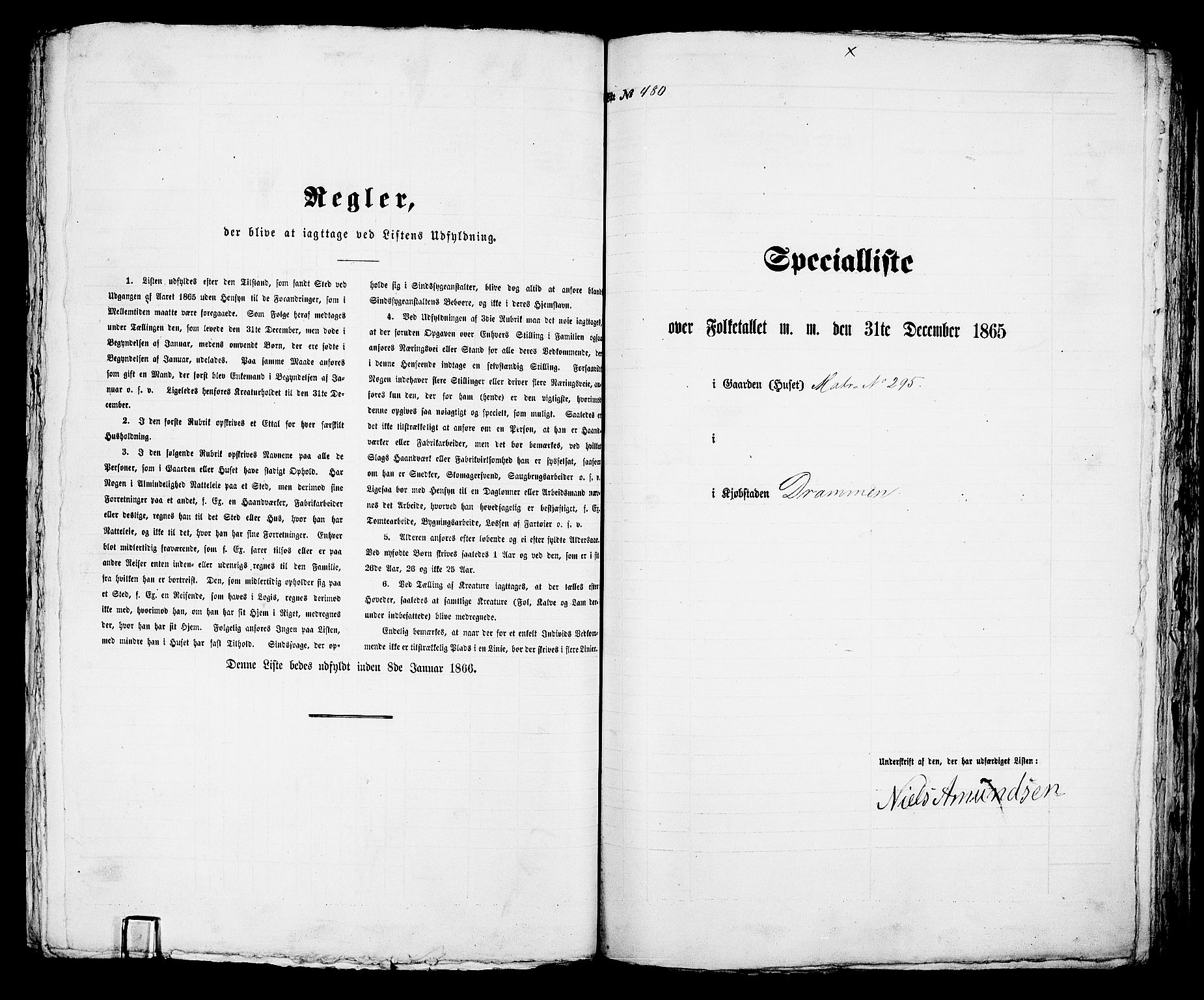 RA, 1865 census for Bragernes in Drammen, 1865, p. 1003