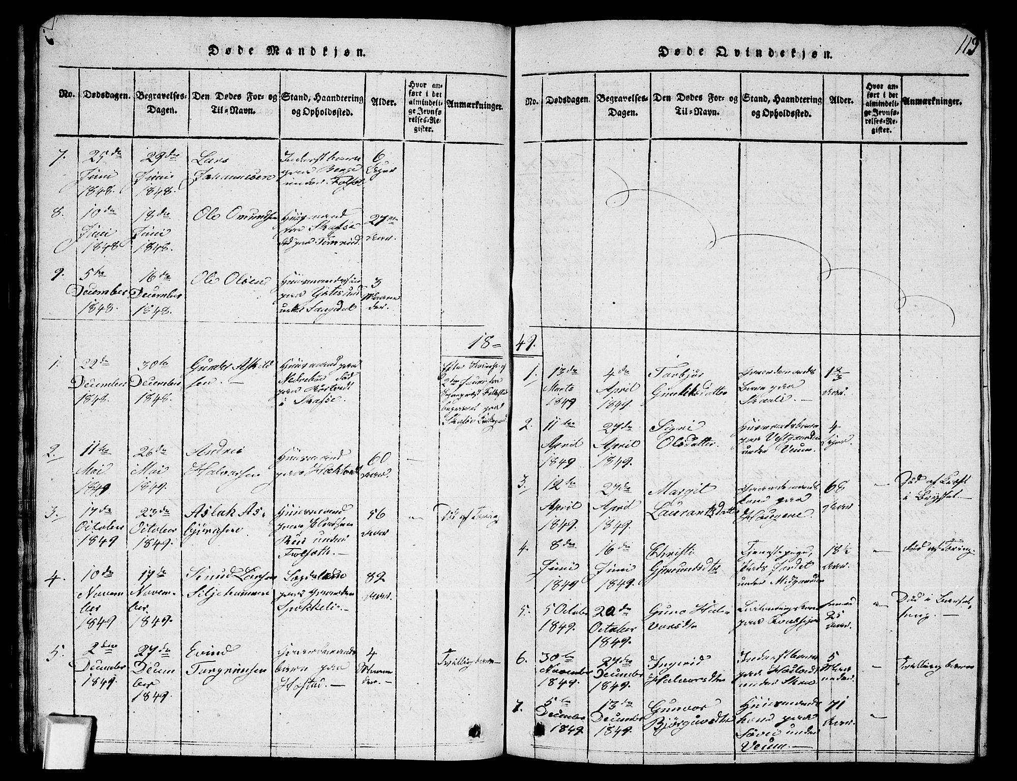 Fyresdal kirkebøker, SAKO/A-263/G/Ga/L0003: Parish register (copy) no. I 3, 1815-1863, p. 113