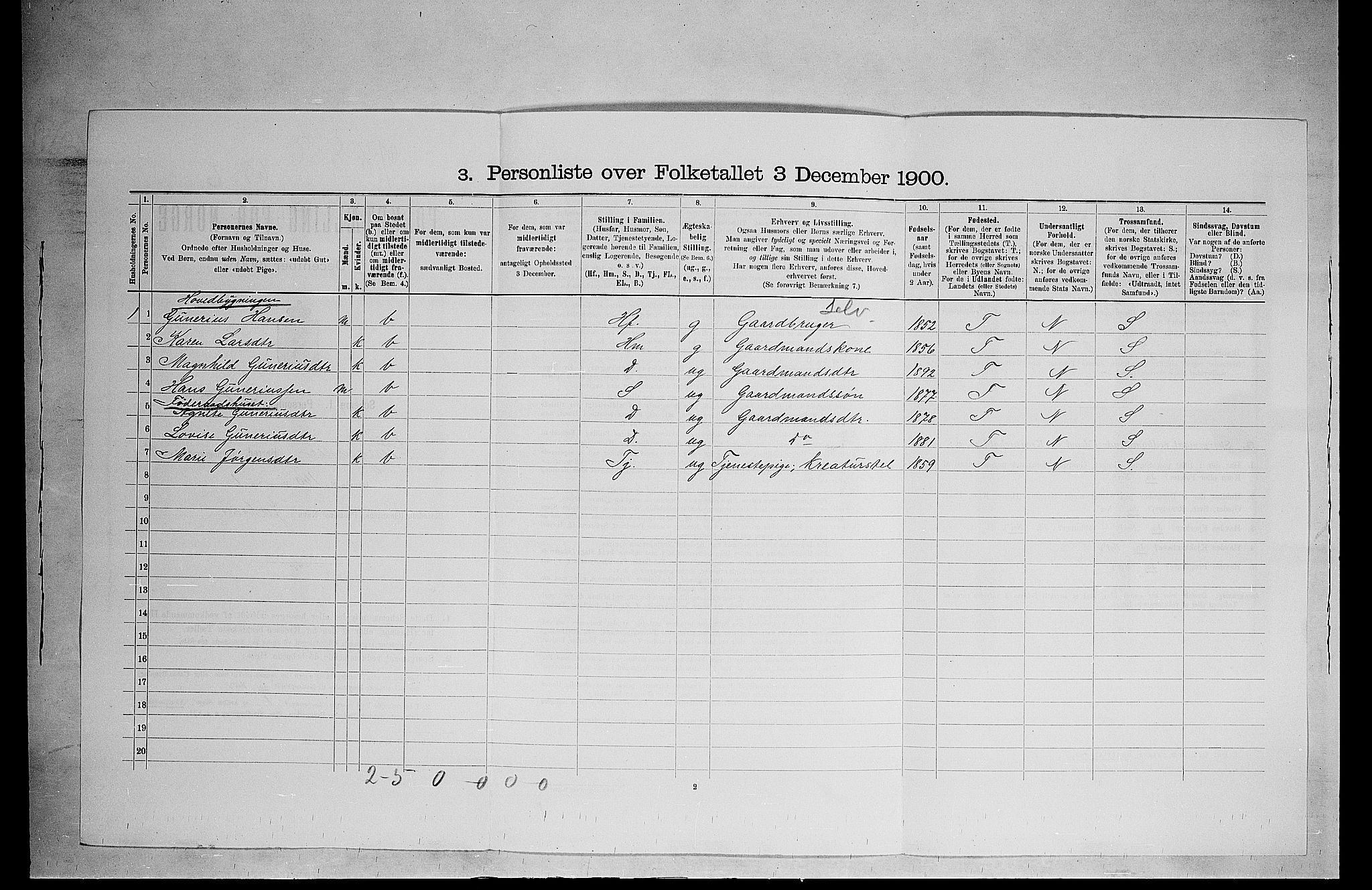 SAH, 1900 census for Ringsaker, 1900, p. 172