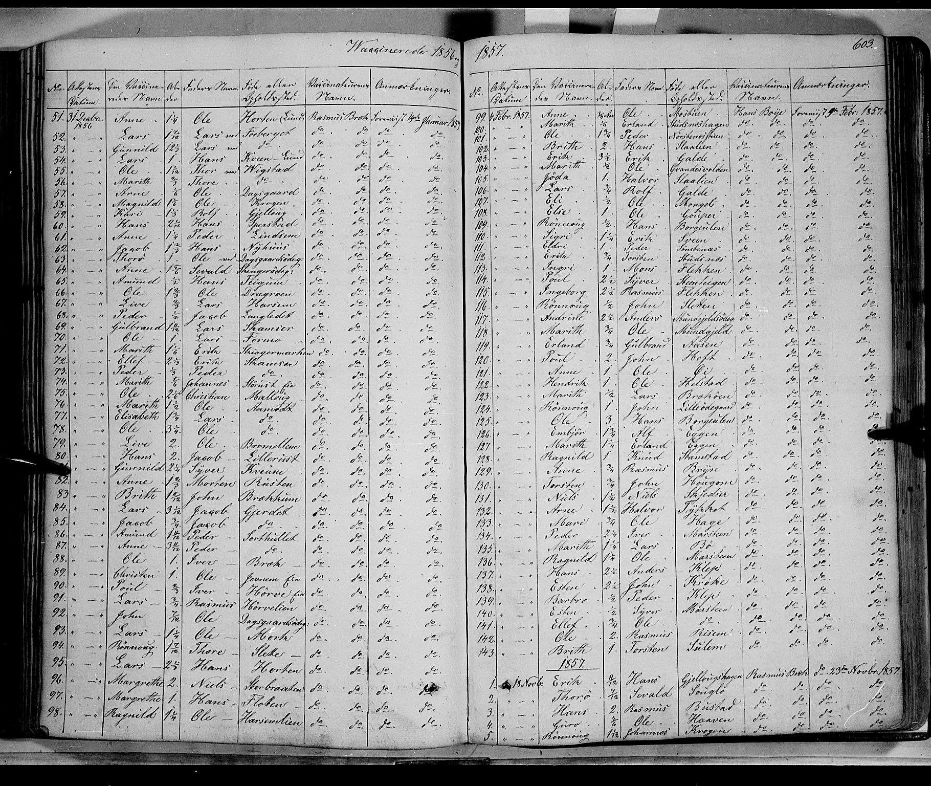 Lom prestekontor, SAH/PREST-070/K/L0006: Parish register (official) no. 6B, 1837-1863, p. 603