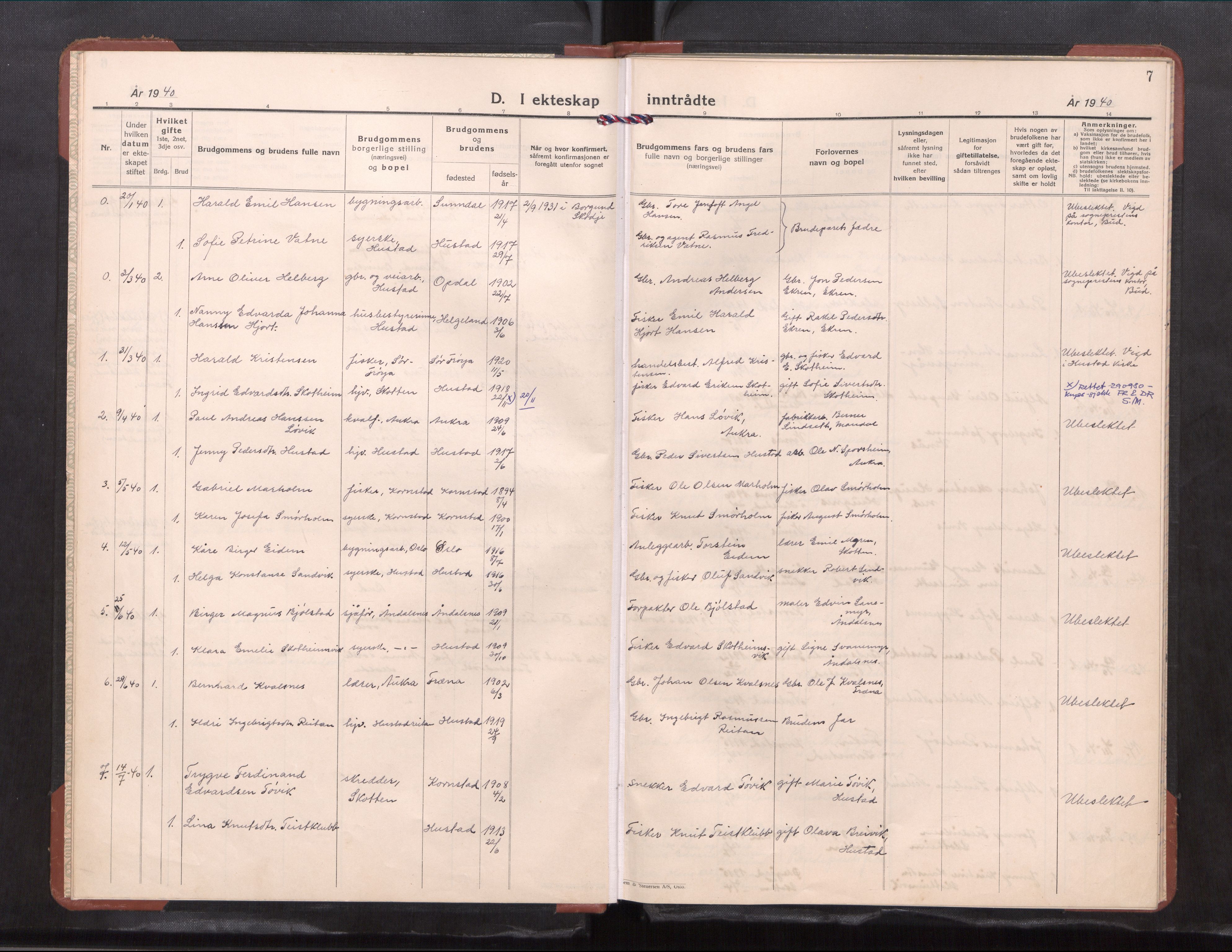 Ministerialprotokoller, klokkerbøker og fødselsregistre - Møre og Romsdal, AV/SAT-A-1454/567/L0787: Parish register (copy) no. 567---, 1939-1954, p. 7