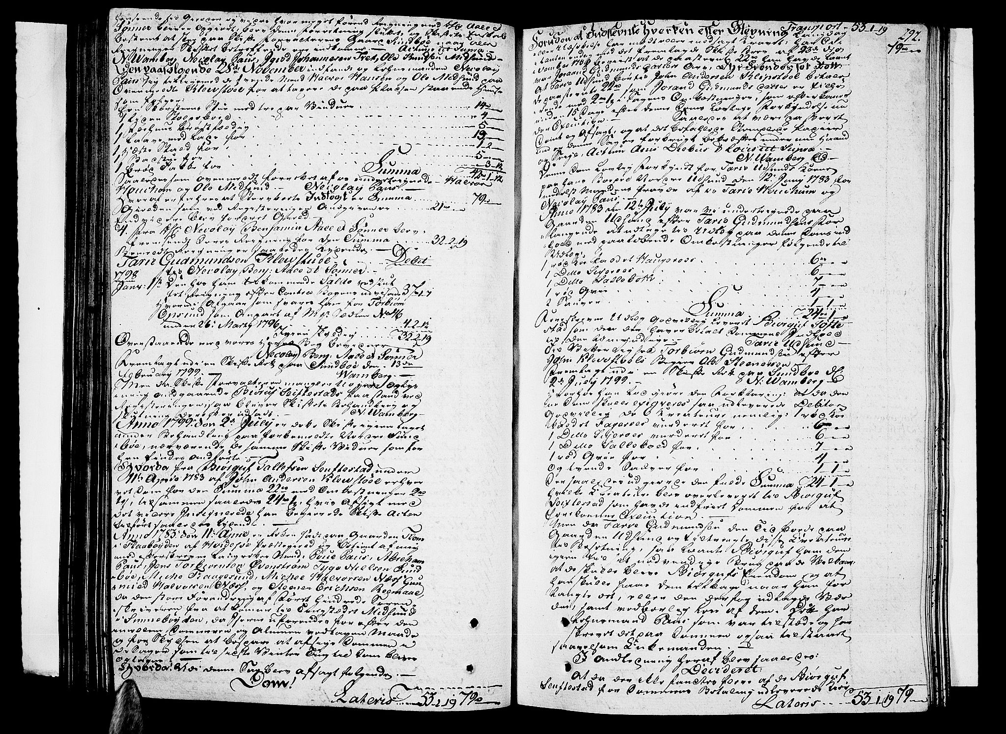 Vest-Telemark sorenskriveri, AV/SAKO-A-134/H/Ha/Haa/L0017: Skifteprotokoll , 1798-1800, p. 291b-292a
