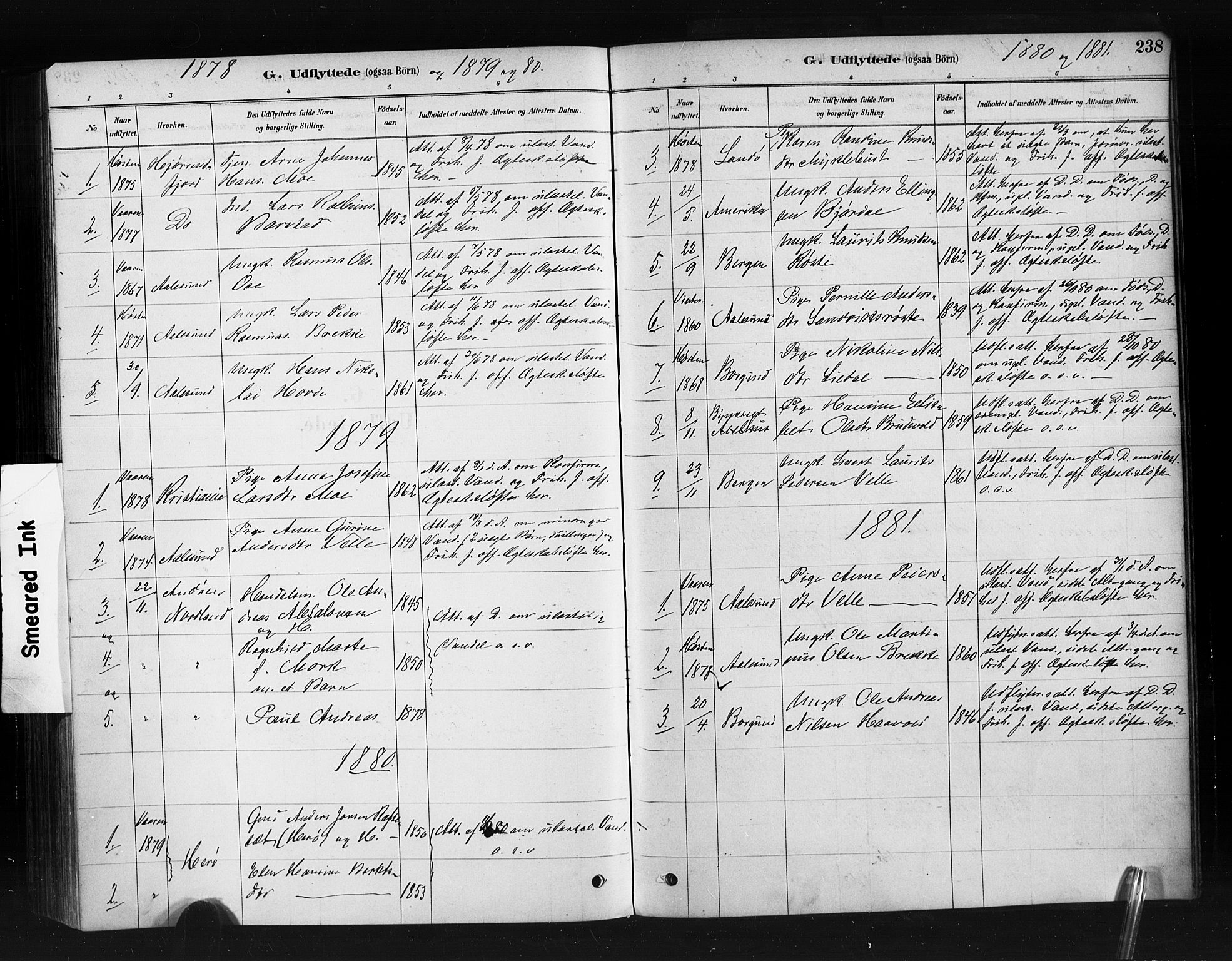 Ministerialprotokoller, klokkerbøker og fødselsregistre - Møre og Romsdal, SAT/A-1454/513/L0176: Parish register (official) no. 513A03, 1877-1889, p. 238
