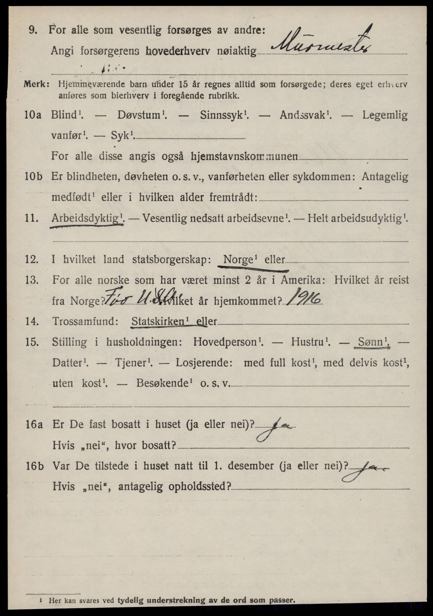 SAT, 1920 census for Ulstein, 1920, p. 1857