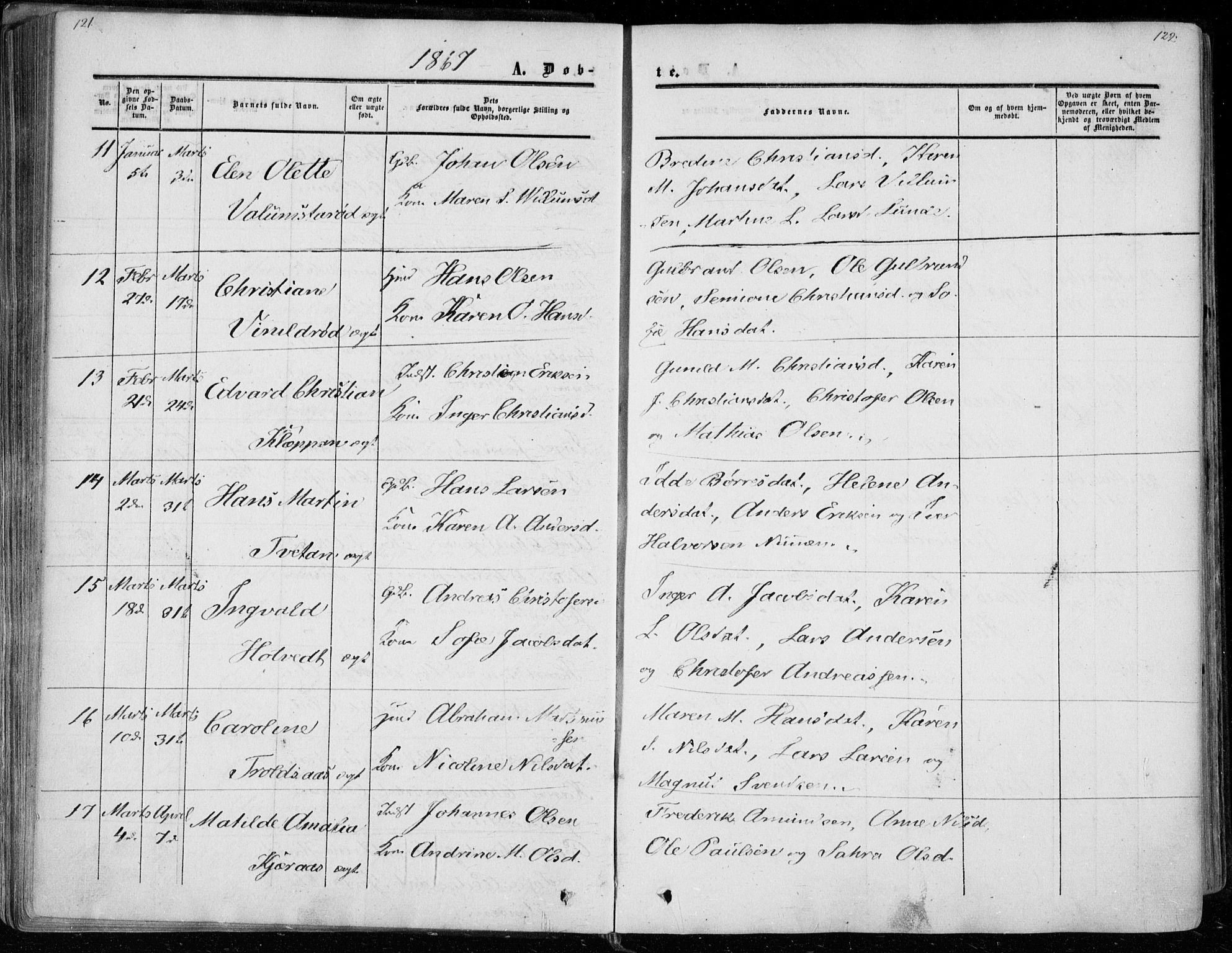 Andebu kirkebøker, AV/SAKO-A-336/F/Fa/L0005: Parish register (official) no. 5, 1857-1870, p. 121-122