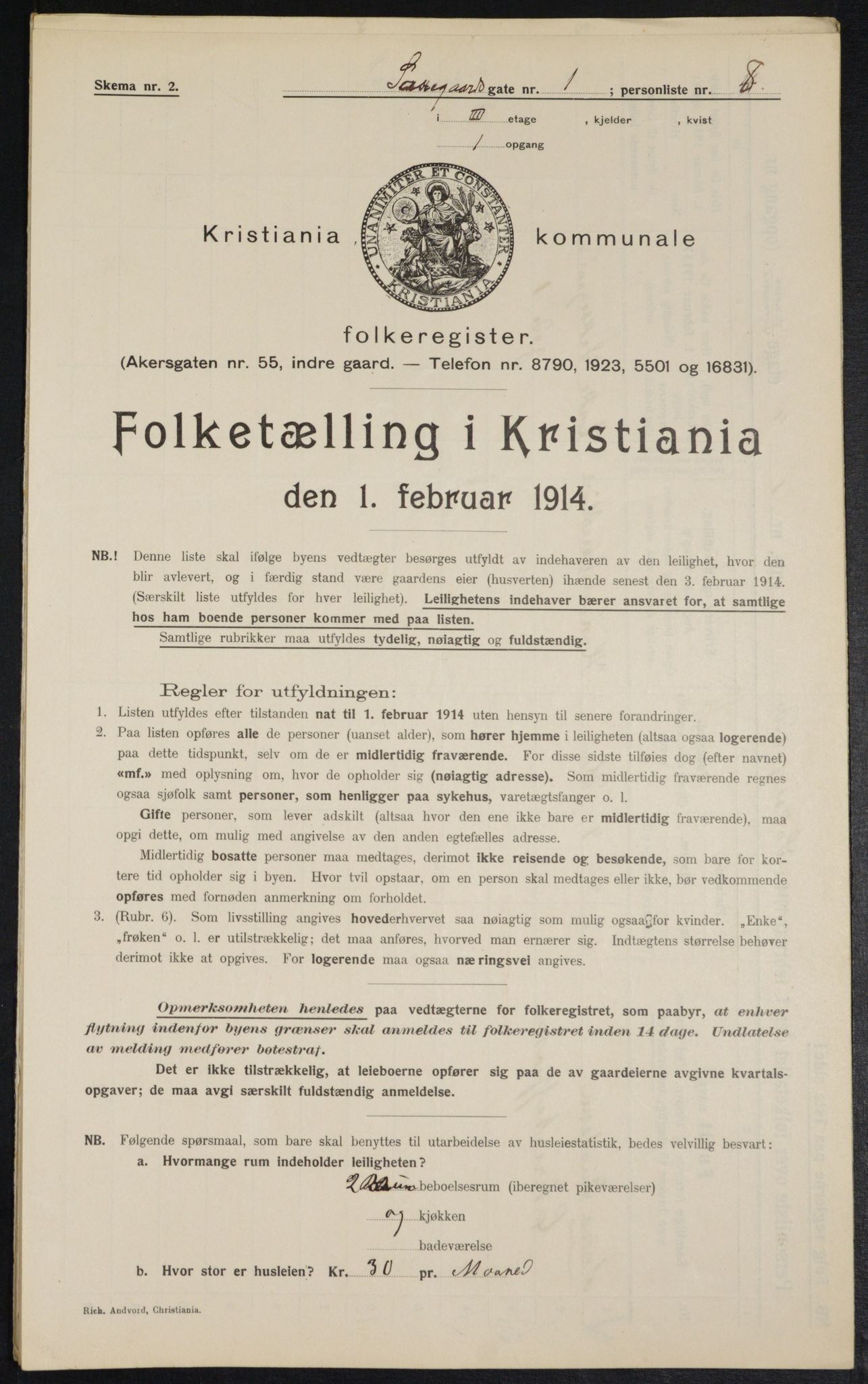 OBA, Municipal Census 1914 for Kristiania, 1914, p. 89114