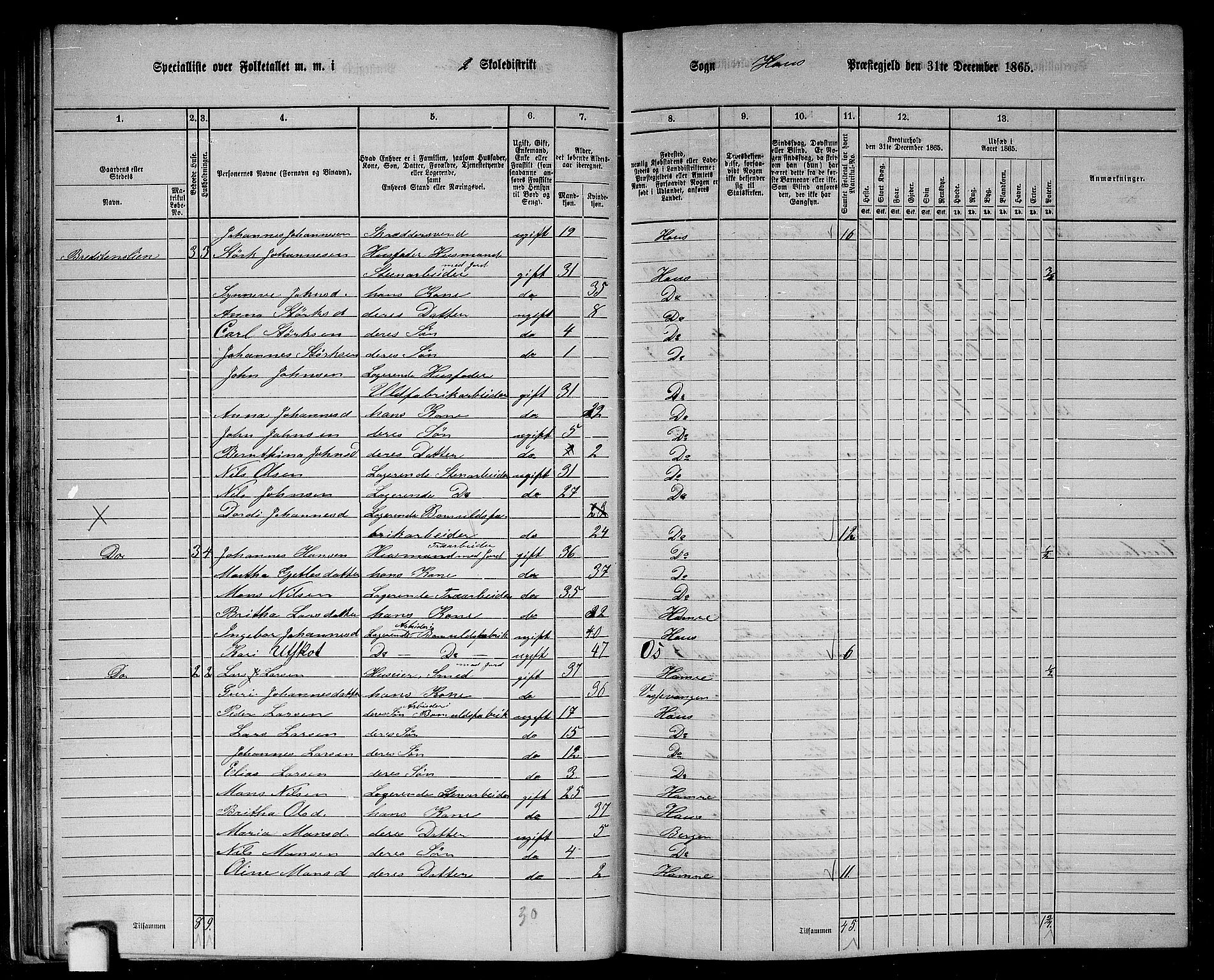 RA, 1865 census for Haus, 1865, p. 40