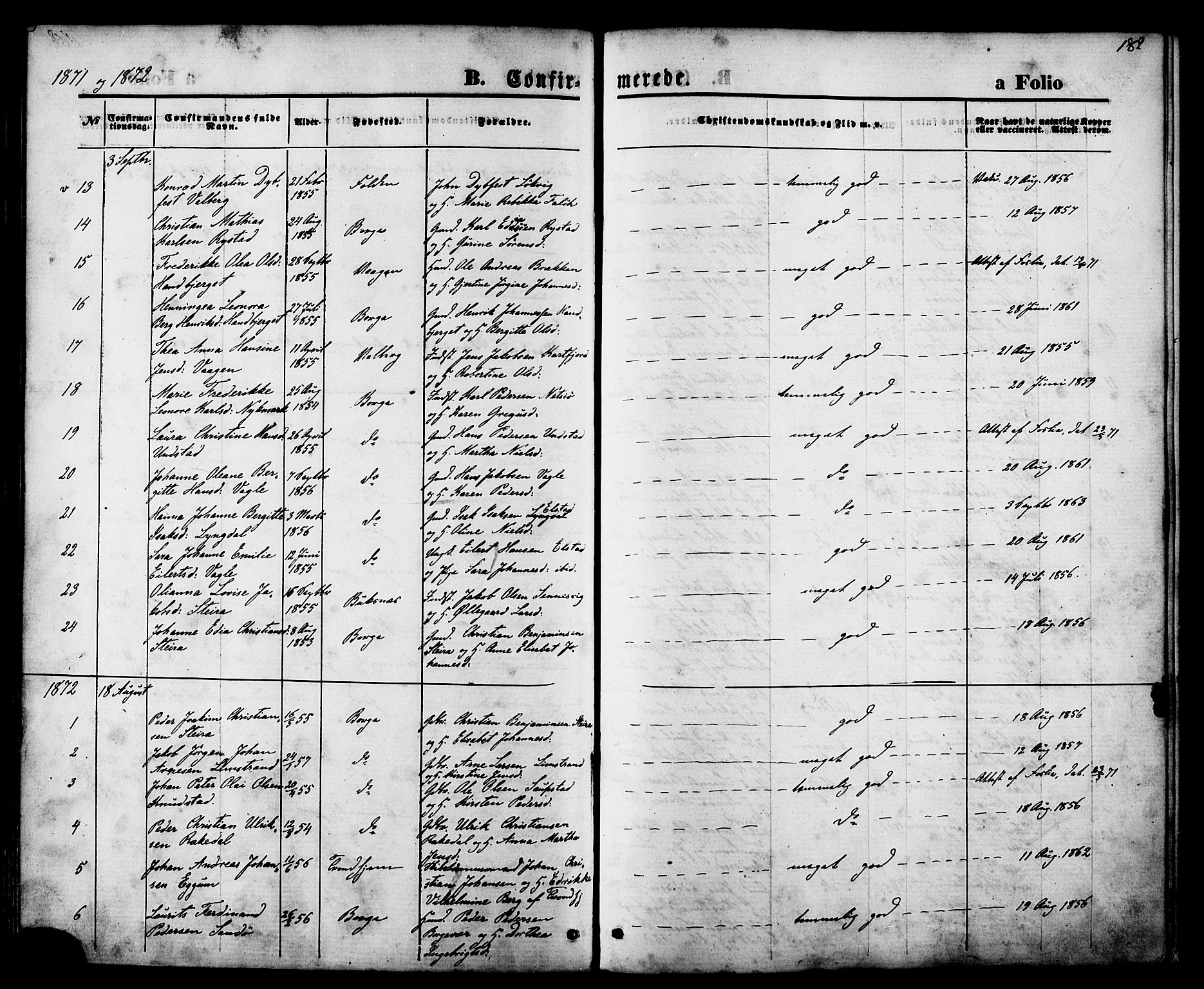 Ministerialprotokoller, klokkerbøker og fødselsregistre - Nordland, AV/SAT-A-1459/880/L1132: Parish register (official) no. 880A06, 1869-1887, p. 182