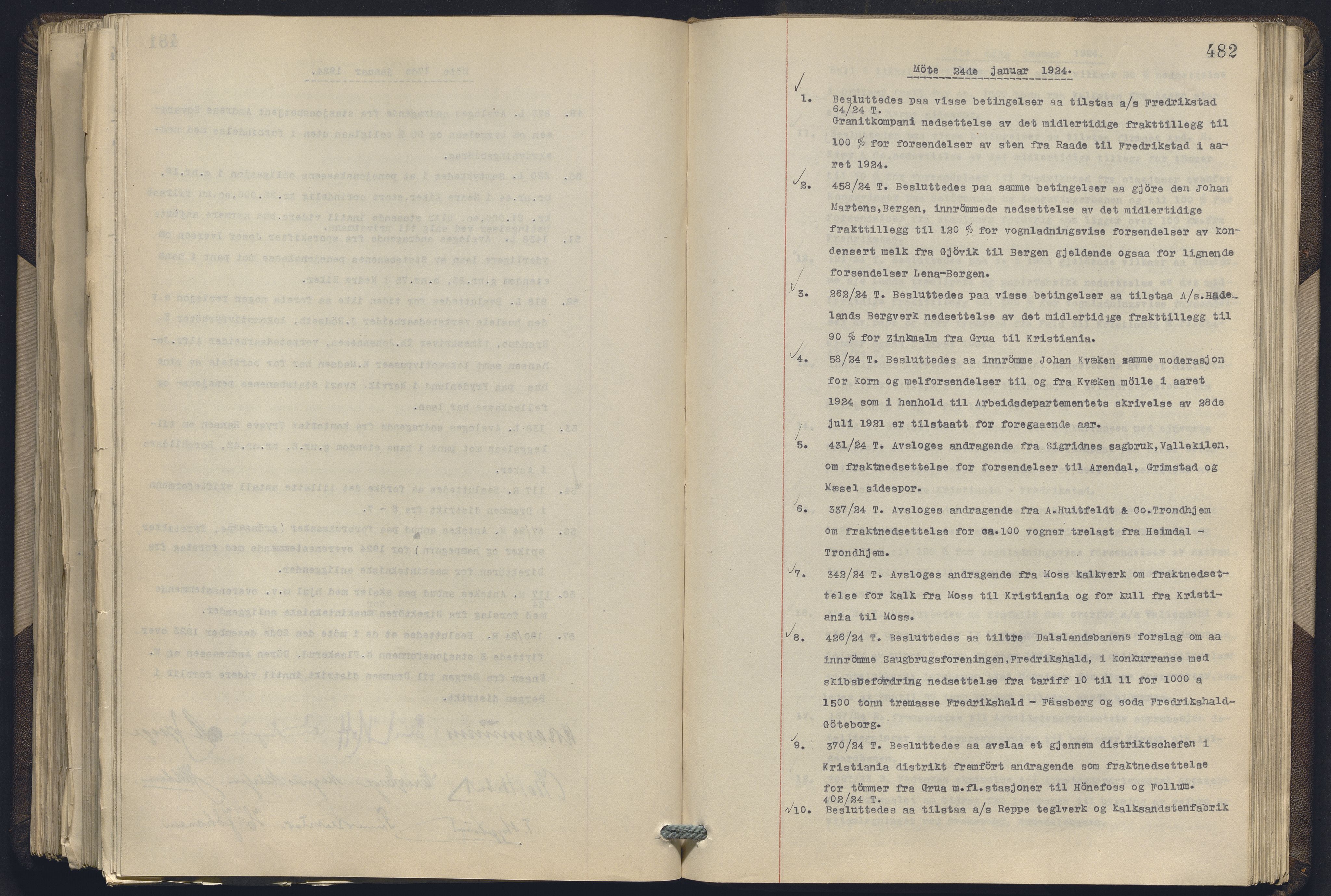 Norges statsbaner, Administrasjons- økonomi- og personalavdelingen, RA/S-3412/A/Aa/L0019: Forhandlingsprotokoll, 1922-1924, p. 482