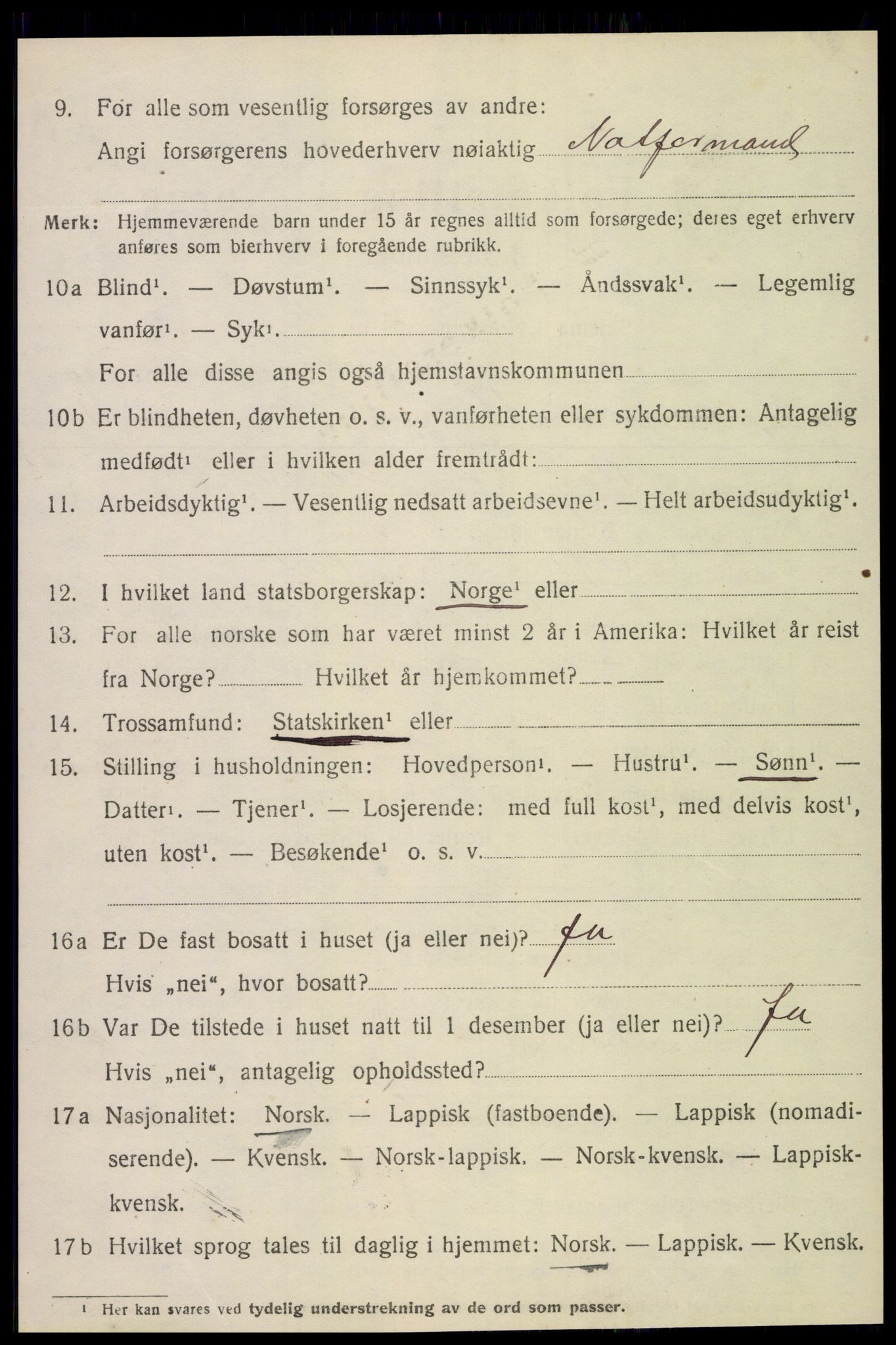 SAT, 1920 census for Lurøy, 1920, p. 4020