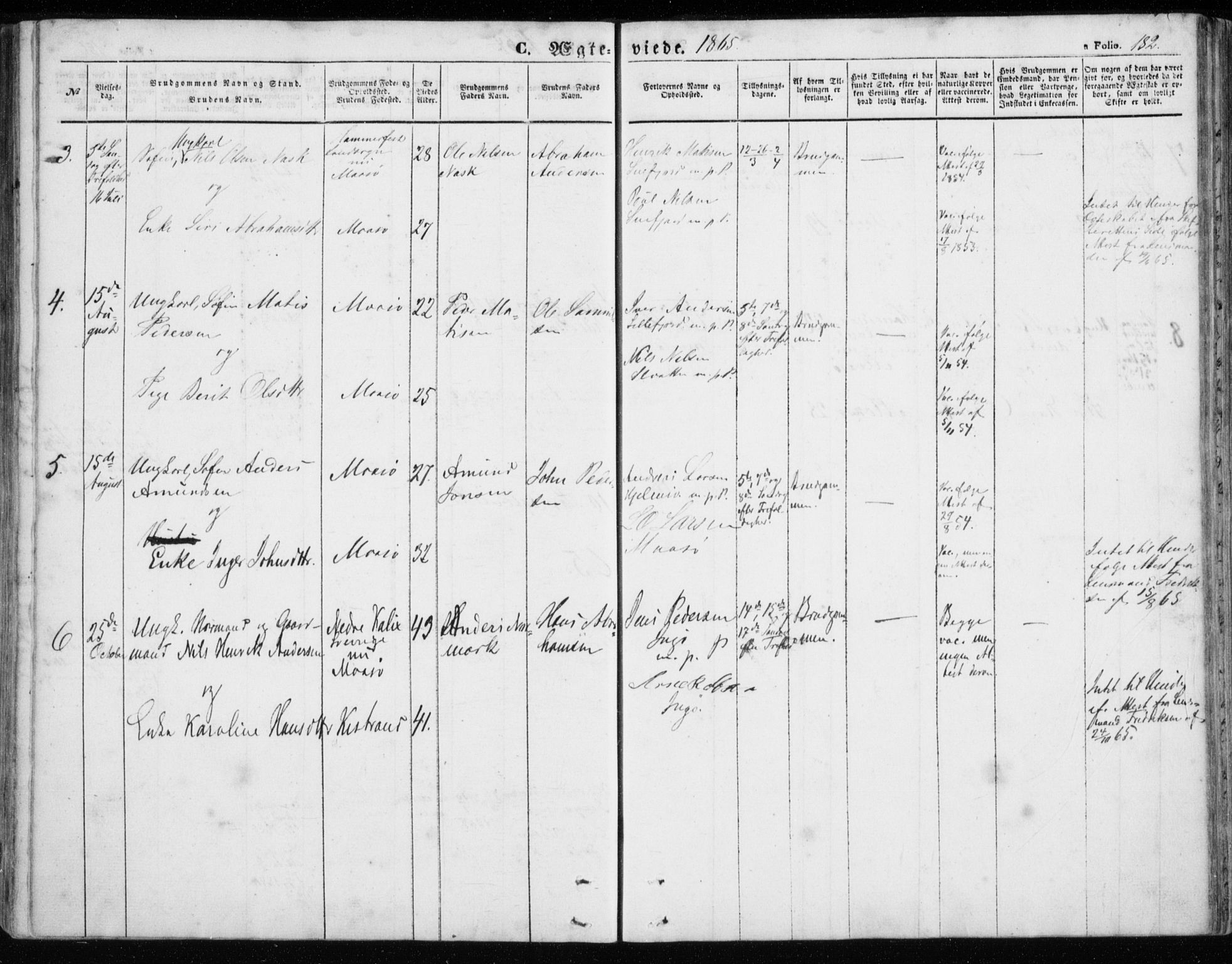 Måsøy sokneprestkontor, SATØ/S-1348/H/Ha/L0002kirke: Parish register (official) no. 2, 1852-1865, p. 182