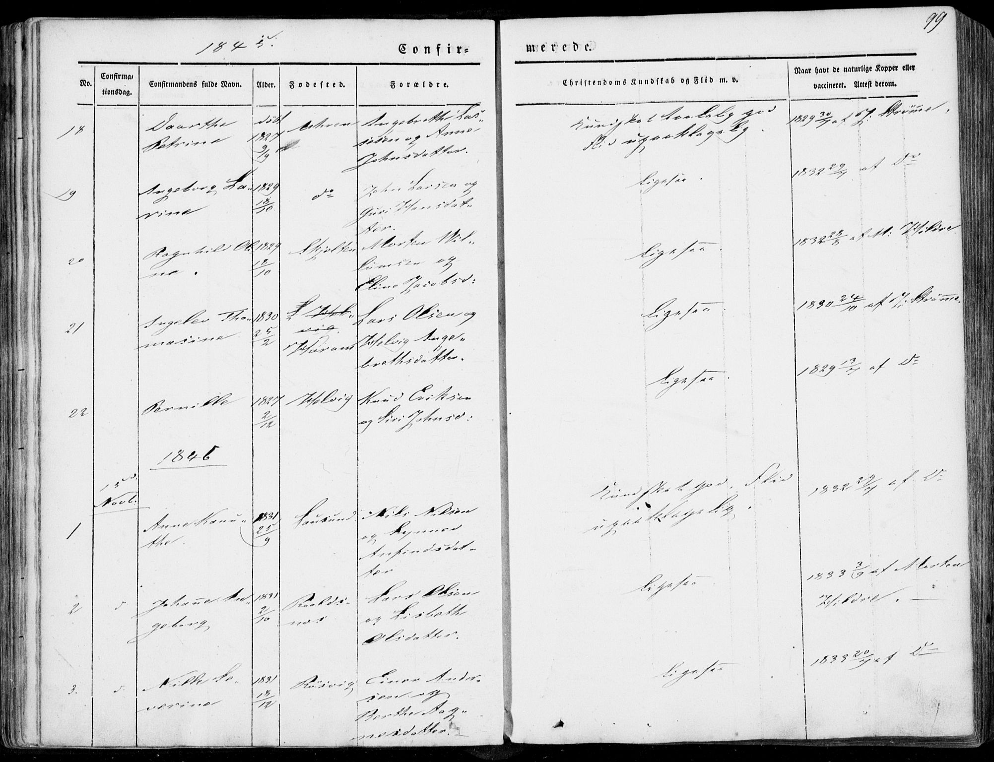 Ministerialprotokoller, klokkerbøker og fødselsregistre - Møre og Romsdal, SAT/A-1454/536/L0497: Parish register (official) no. 536A06, 1845-1865, p. 99