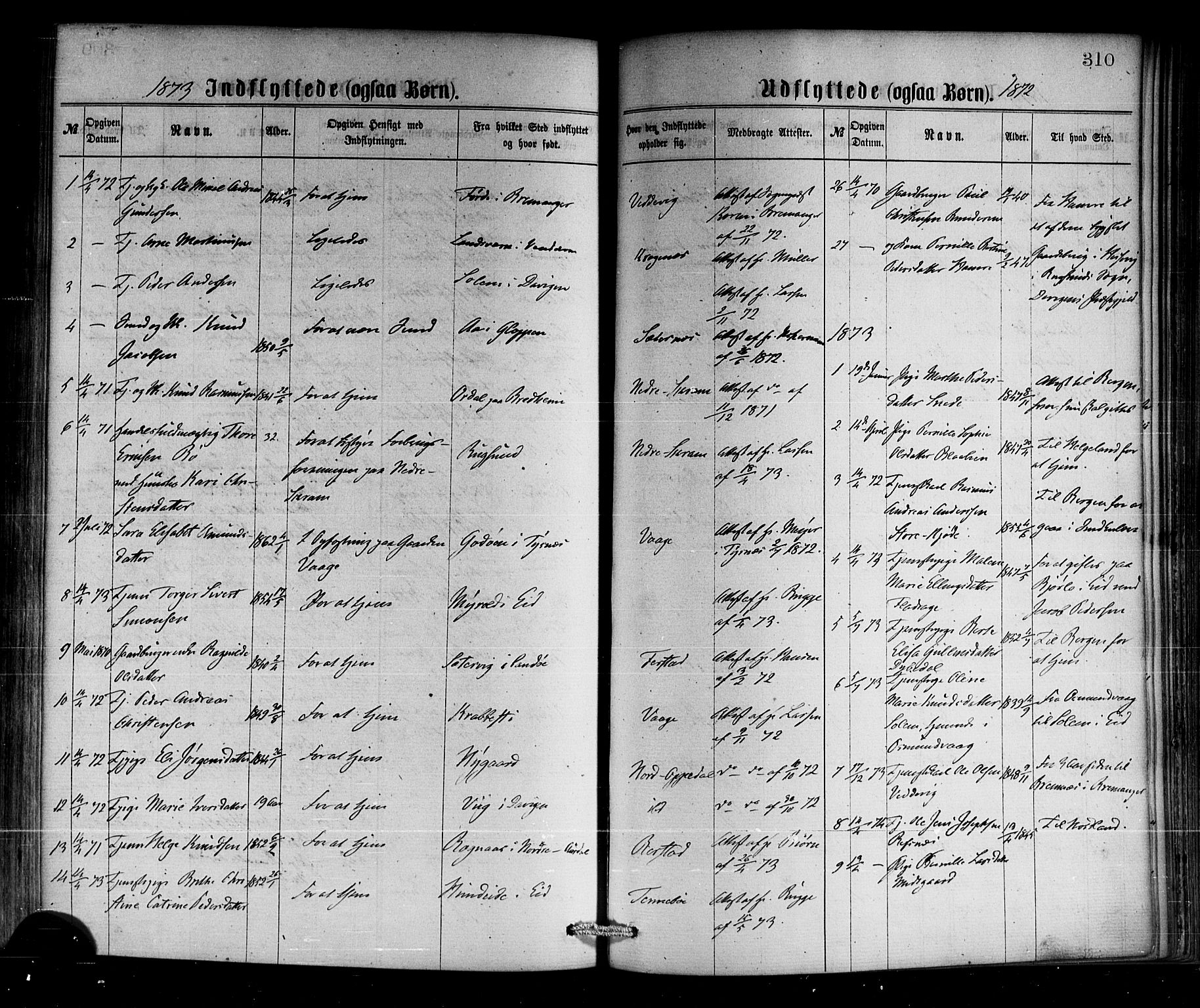 Selje sokneprestembete, SAB/A-99938/H/Ha/Haa/Haaa: Parish register (official) no. A 12, 1870-1880, p. 310