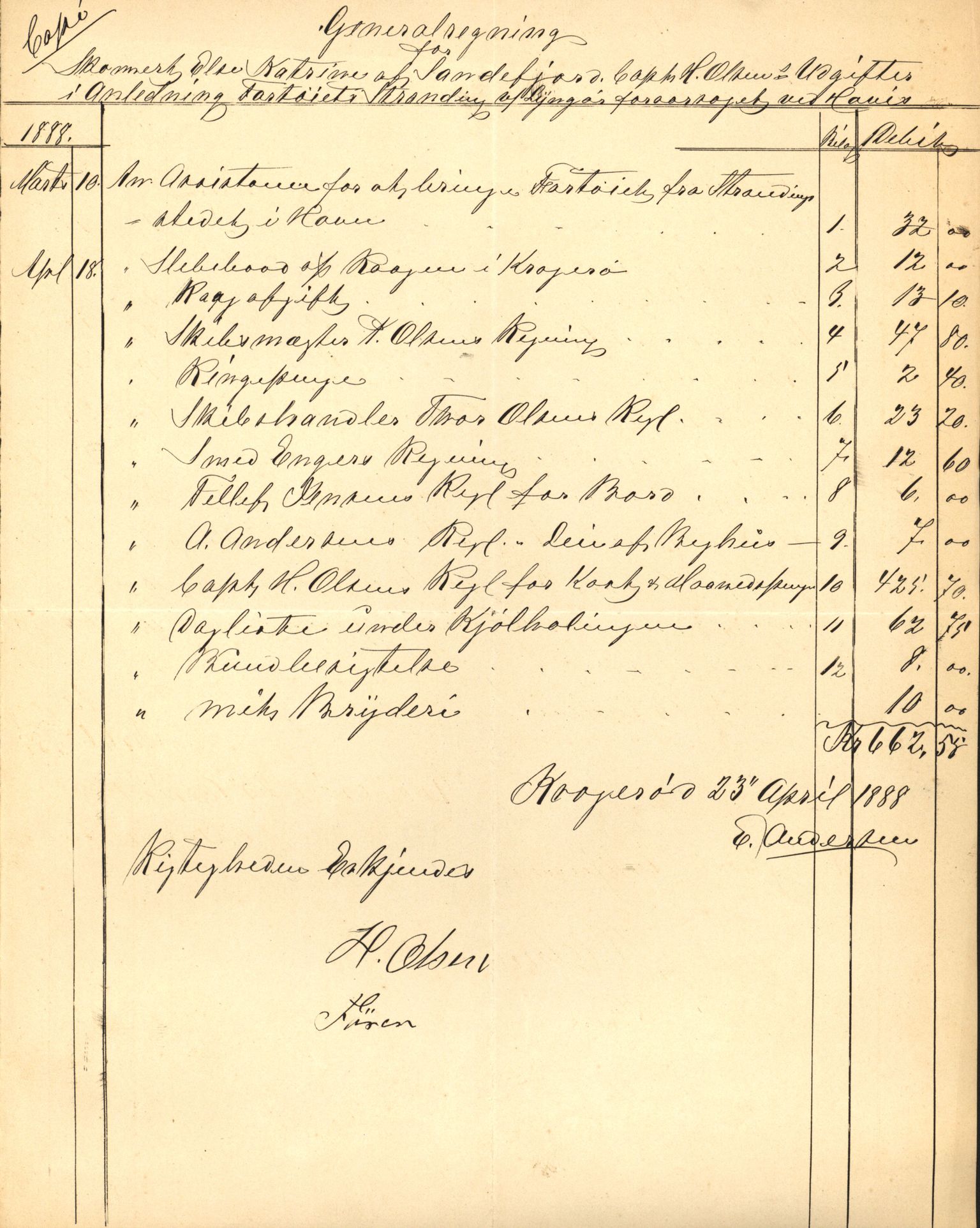 Pa 63 - Østlandske skibsassuranceforening, VEMU/A-1079/G/Ga/L0023/0003: Havaridokumenter / Else Katrine, Einar, Ethel, Finland, Favour, 1888, p. 2