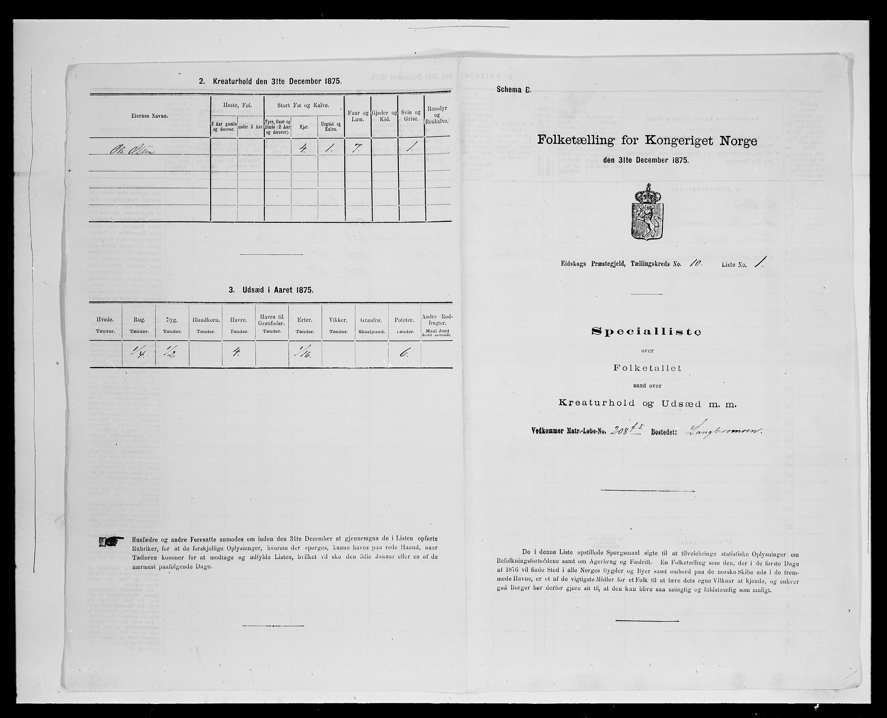 SAH, 1875 census for 0420P Eidskog, 1875, p. 1726