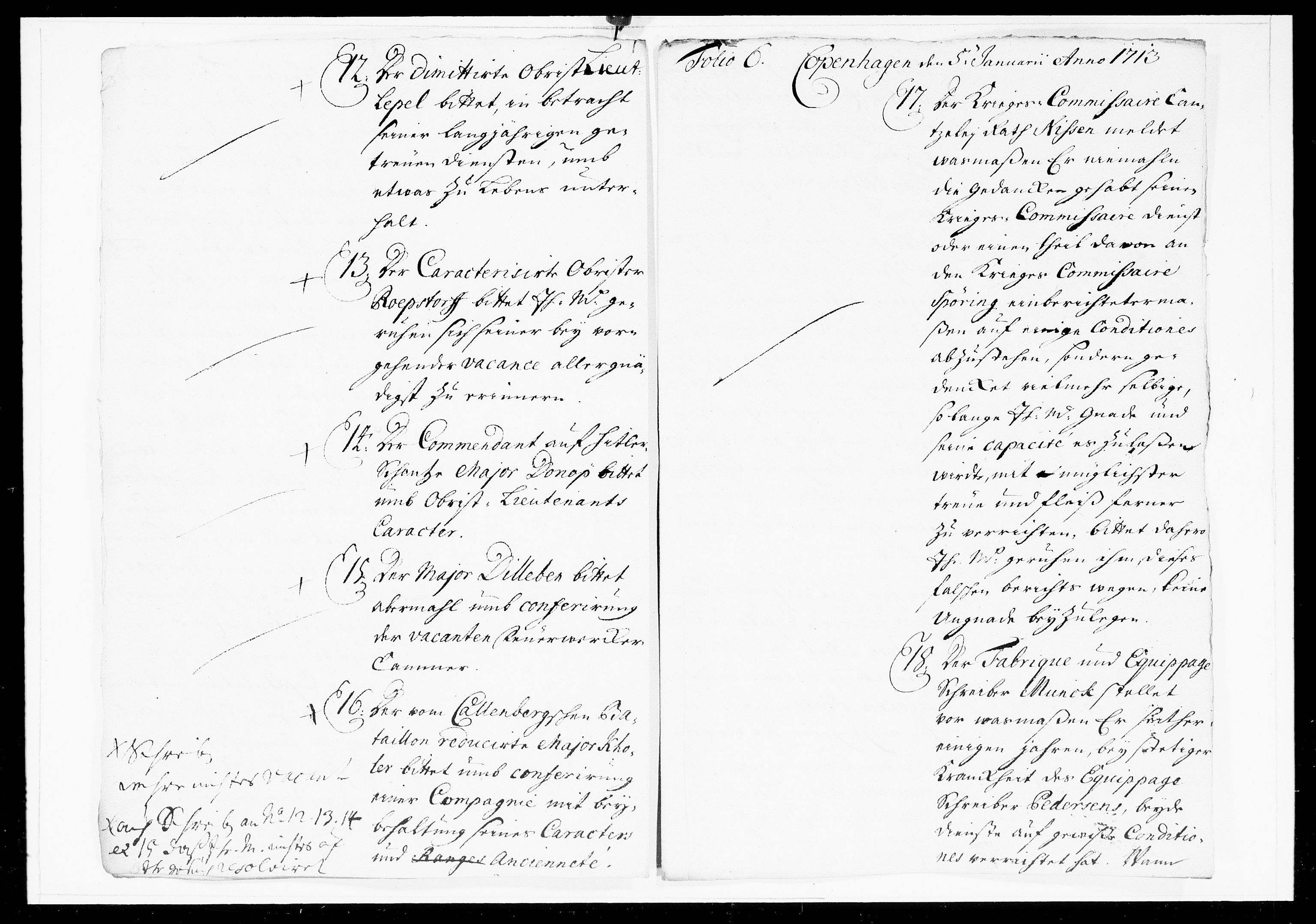 Krigskollegiet, Krigskancelliet, DRA/A-0006/-/1003-1013: Refererede sager, 1714, p. 21