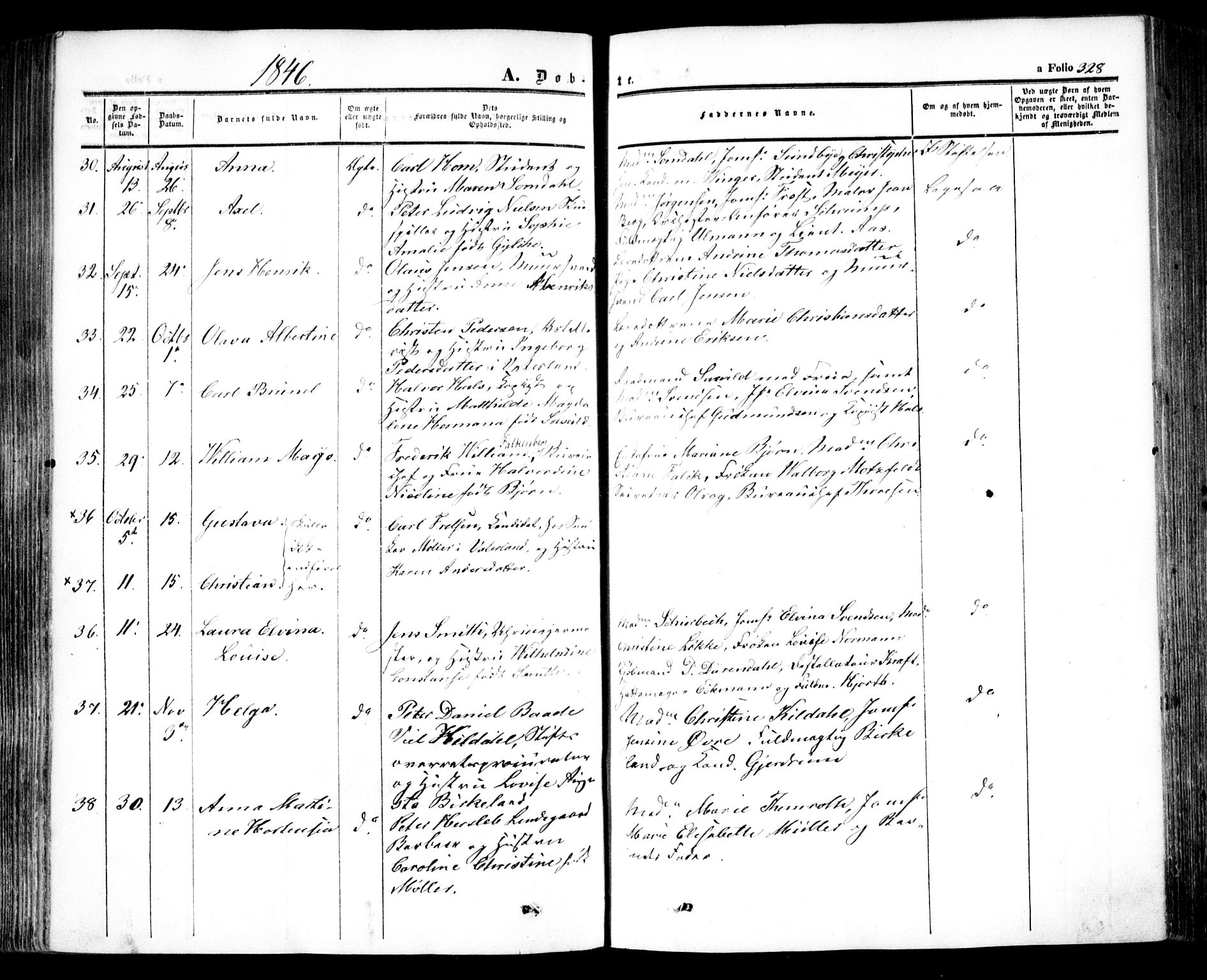 Oslo domkirke Kirkebøker, SAO/A-10752/F/Fa/L0013: Parish register (official) no. 13, 1844-1864, p. 328
