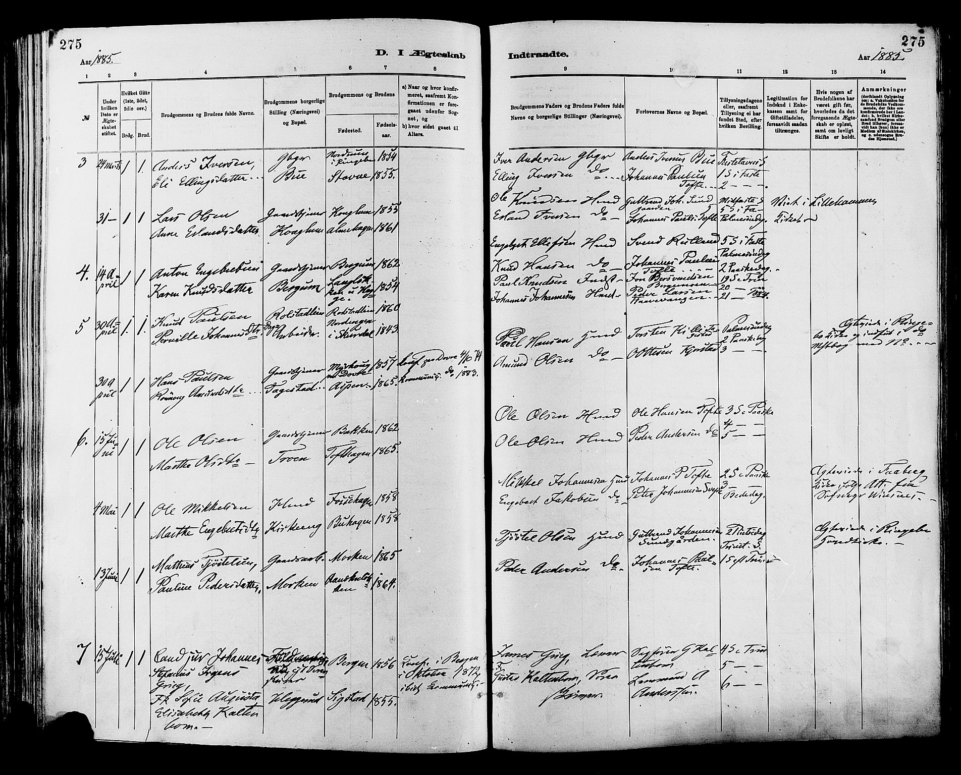 Sør-Fron prestekontor, SAH/PREST-010/H/Ha/Haa/L0003: Parish register (official) no. 3, 1881-1897, p. 275