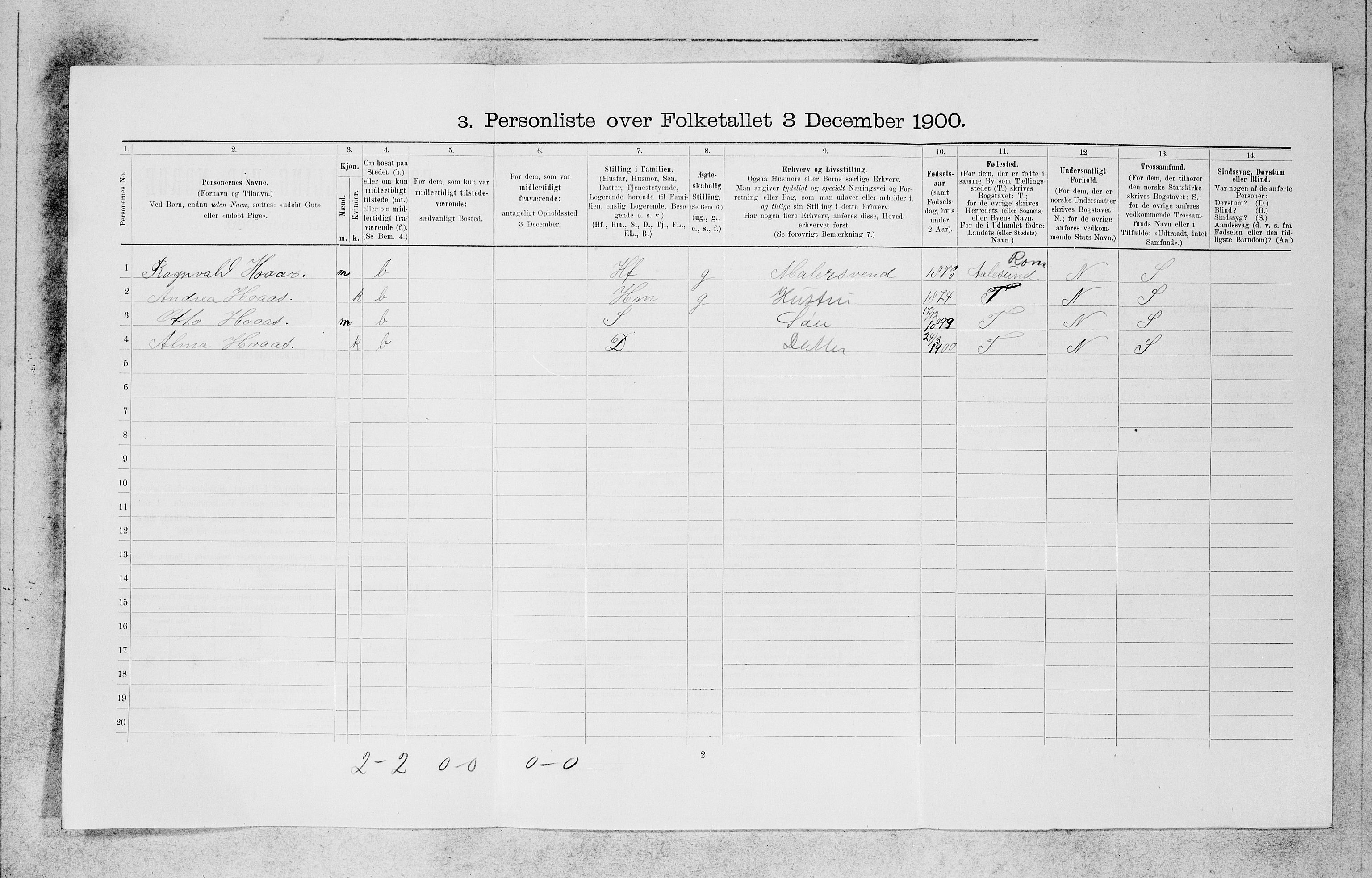 SAB, 1900 census for Bergen, 1900, p. 11286