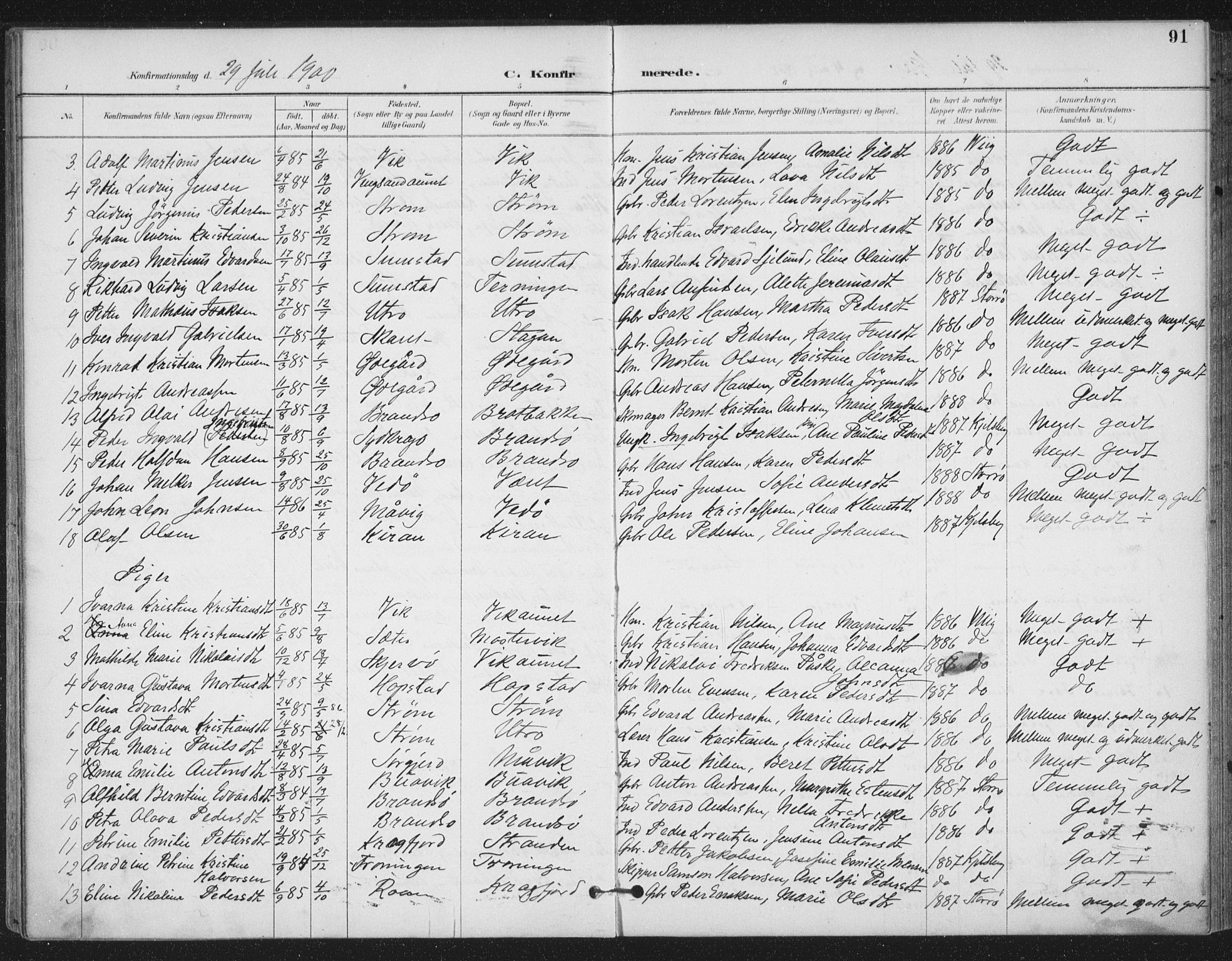 Ministerialprotokoller, klokkerbøker og fødselsregistre - Sør-Trøndelag, SAT/A-1456/657/L0708: Parish register (official) no. 657A09, 1894-1904, p. 91