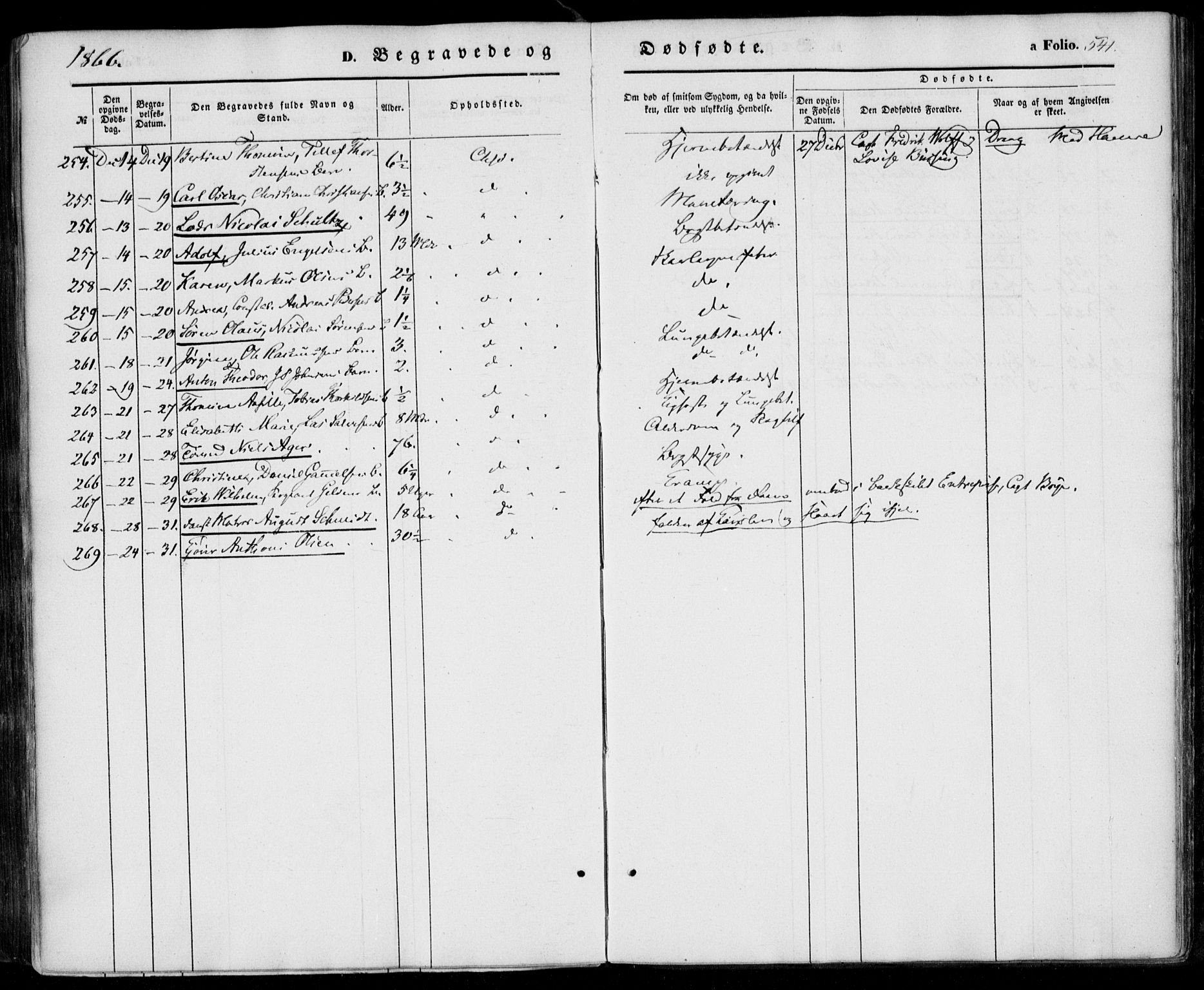 Kristiansand domprosti, SAK/1112-0006/F/Fa/L0014: Parish register (official) no. A 14, 1852-1867, p. 541