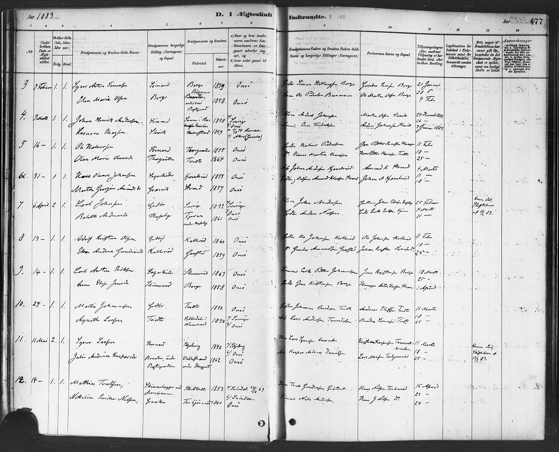 Onsøy prestekontor Kirkebøker, SAO/A-10914/F/Fa/L0006: Parish register (official) no. I 6, 1878-1898, p. 477