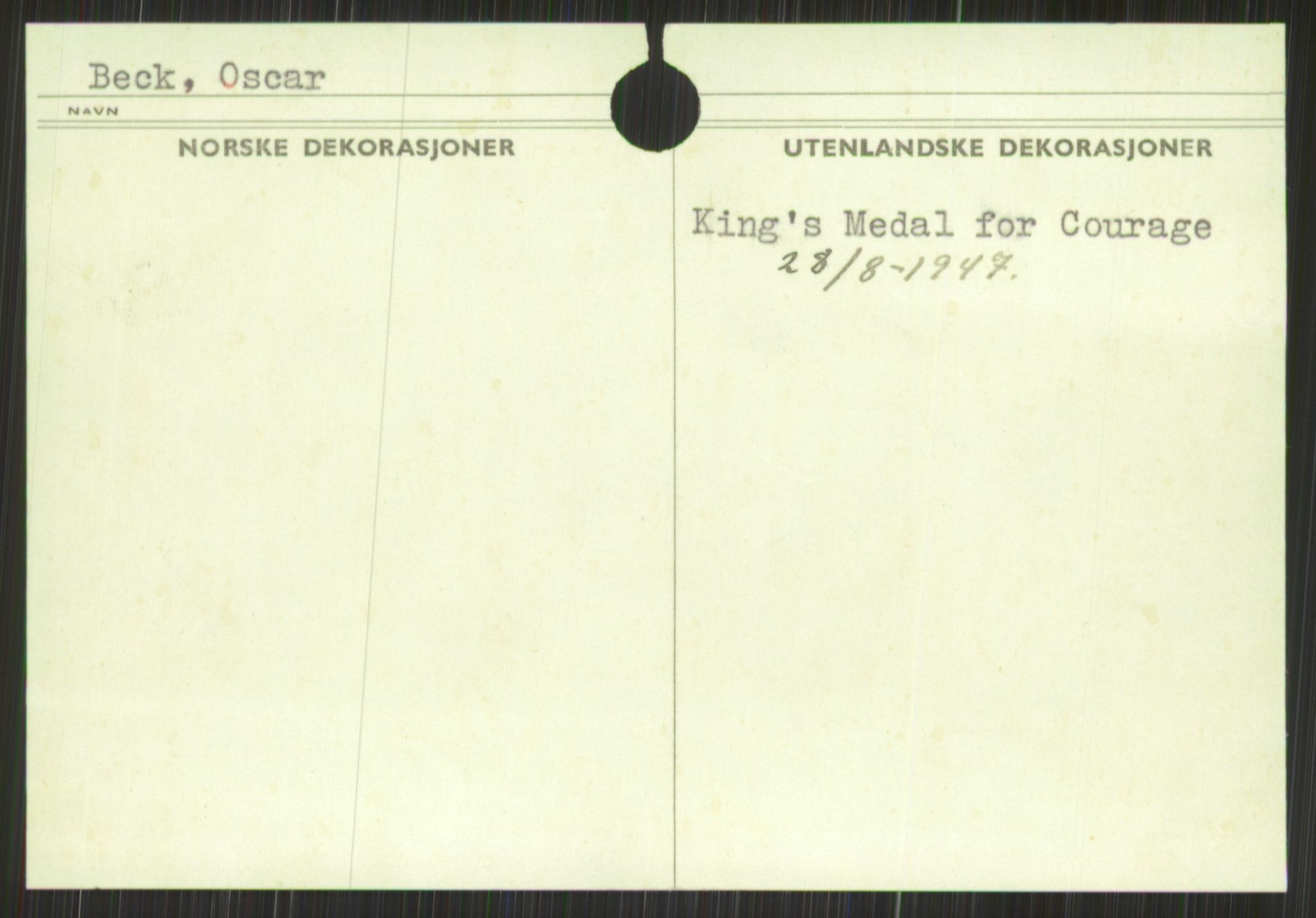 Forsvaret, Krigsdekorasjonskanselliet, RA/RAFA-5156/G/Gd/L0001: Diverse registre, 1944-1956, p. 5