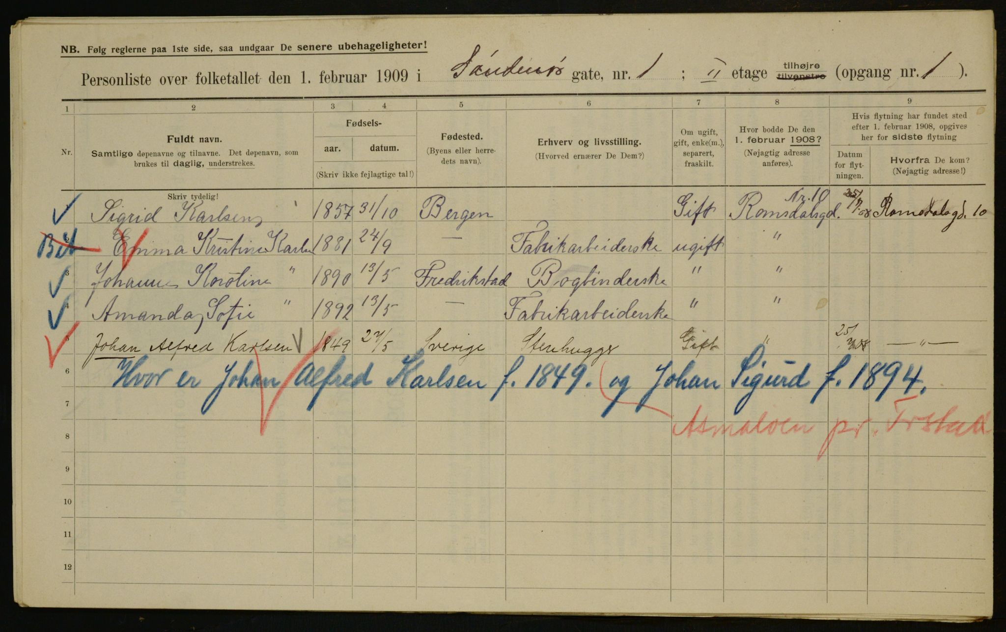 OBA, Municipal Census 1909 for Kristiania, 1909, p. 94687