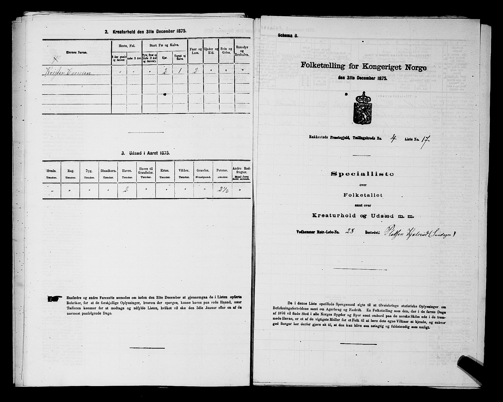 RA, 1875 census for 0128P Rakkestad, 1875, p. 588