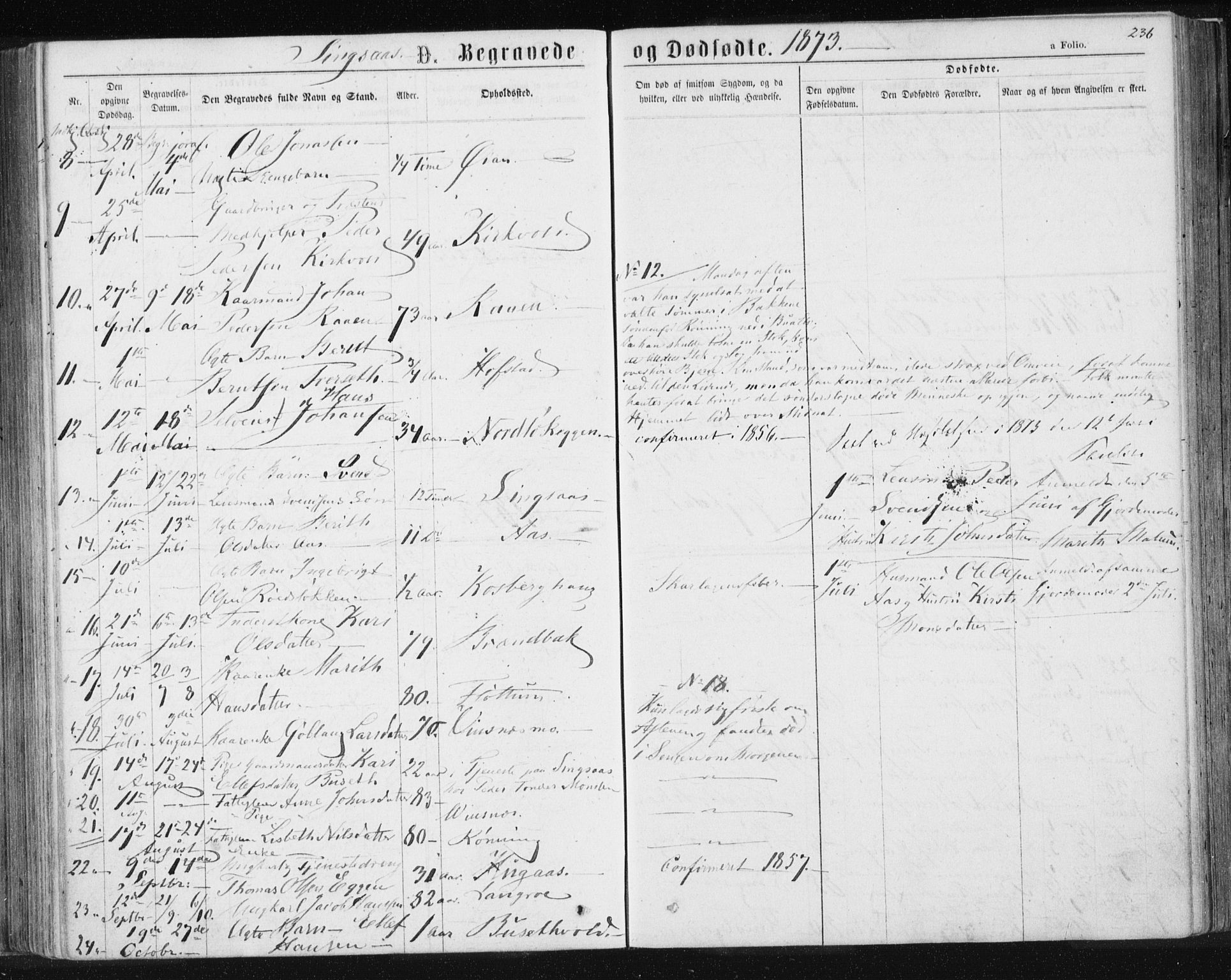 Ministerialprotokoller, klokkerbøker og fødselsregistre - Sør-Trøndelag, SAT/A-1456/685/L0970: Parish register (official) no. 685A08 /2, 1870-1878, p. 236
