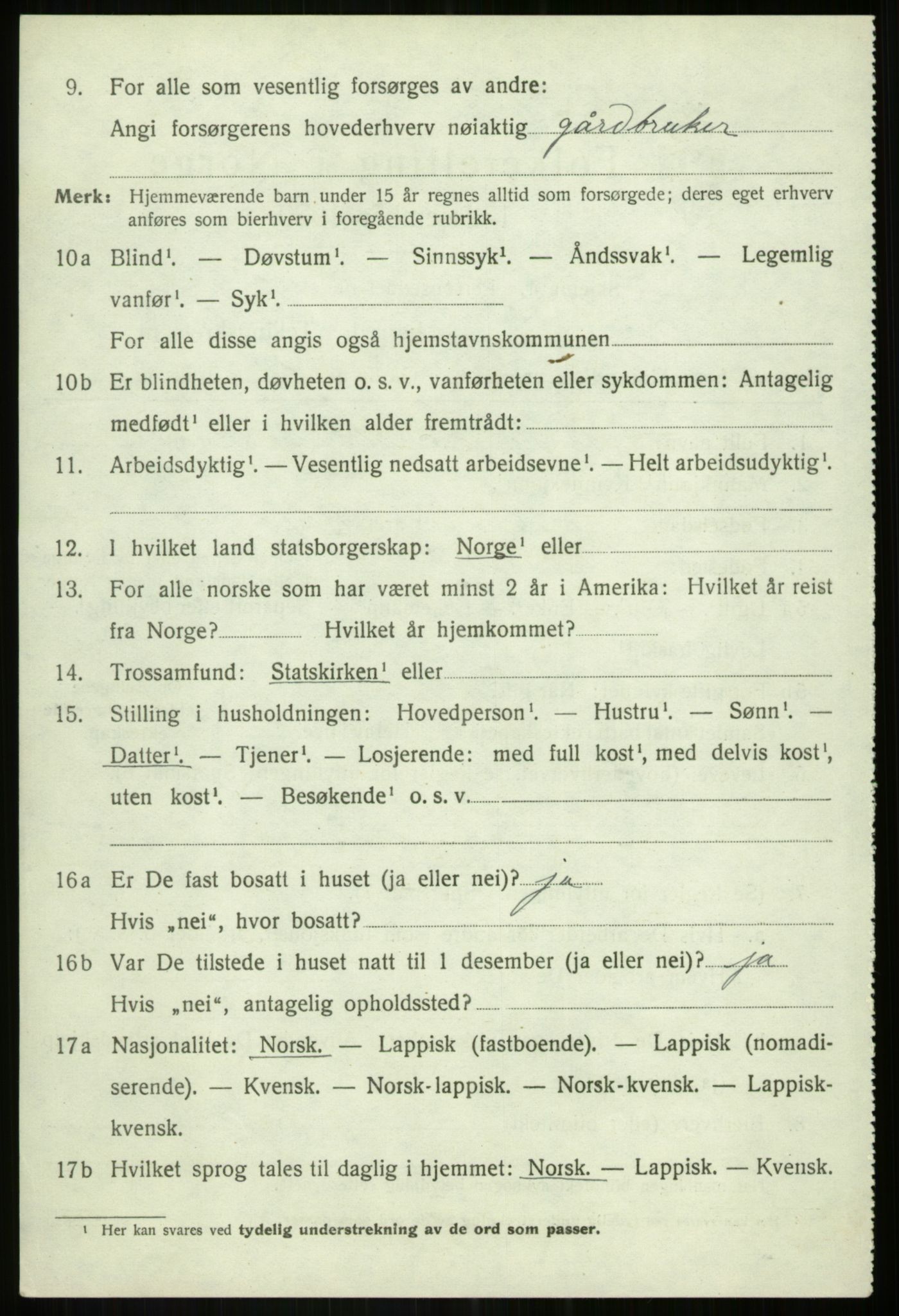 SATØ, 1920 census for Bardu, 1920, p. 3839