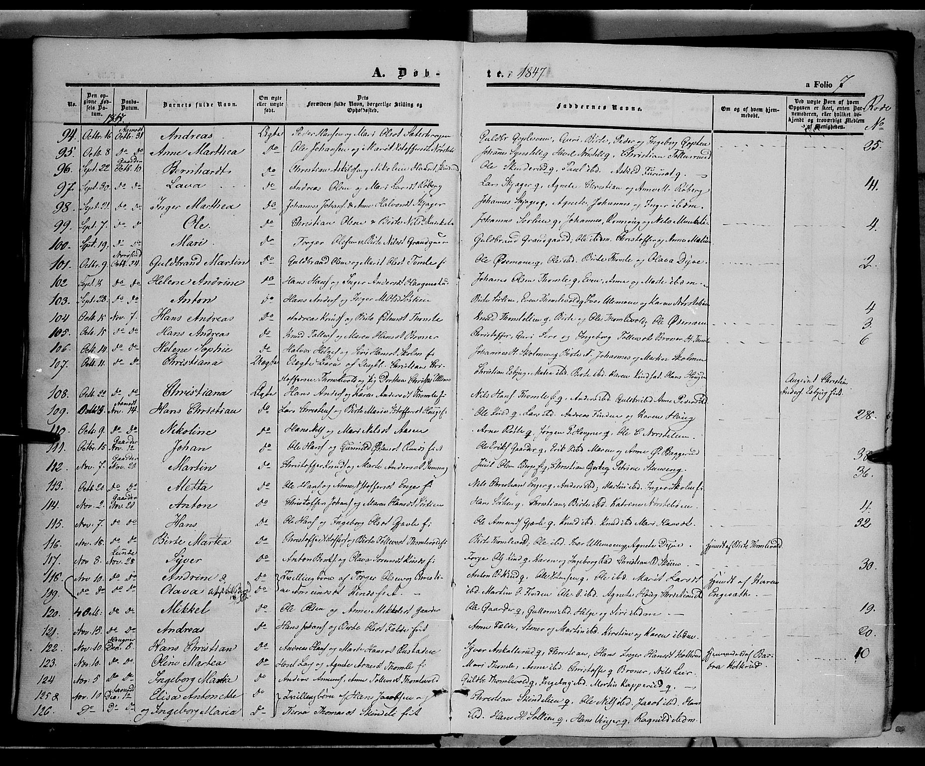 Land prestekontor, SAH/PREST-120/H/Ha/Haa/L0010: Parish register (official) no. 10, 1847-1859, p. 7