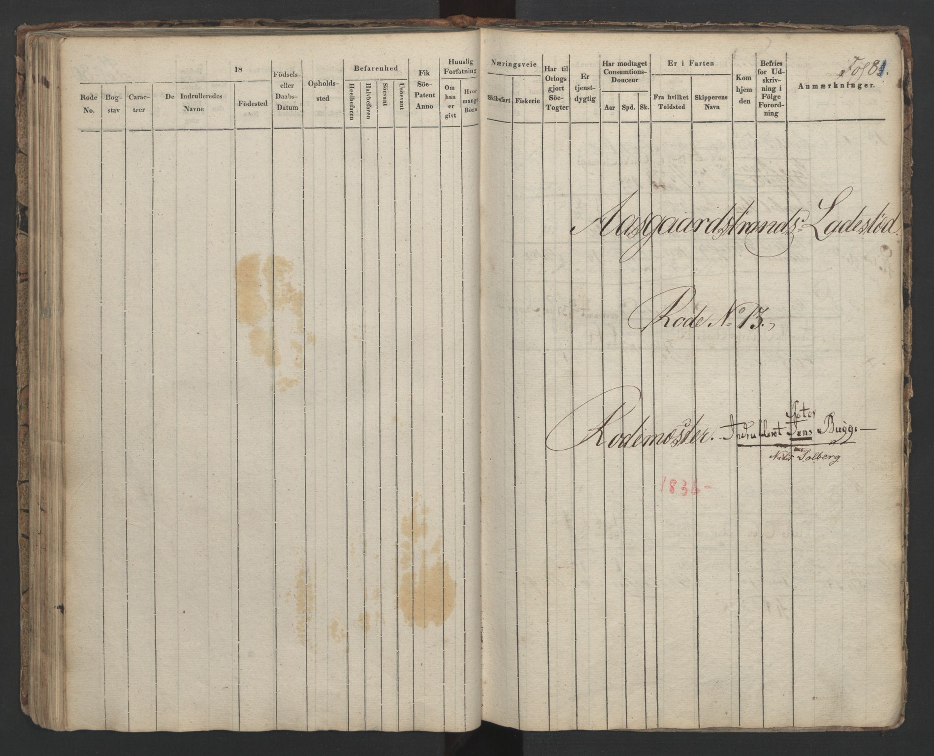 Holmestrand innrulleringskontor, SAKO/A-1151/F/Fa/L0002: Hovedrulle, 1836-1860, p. 81