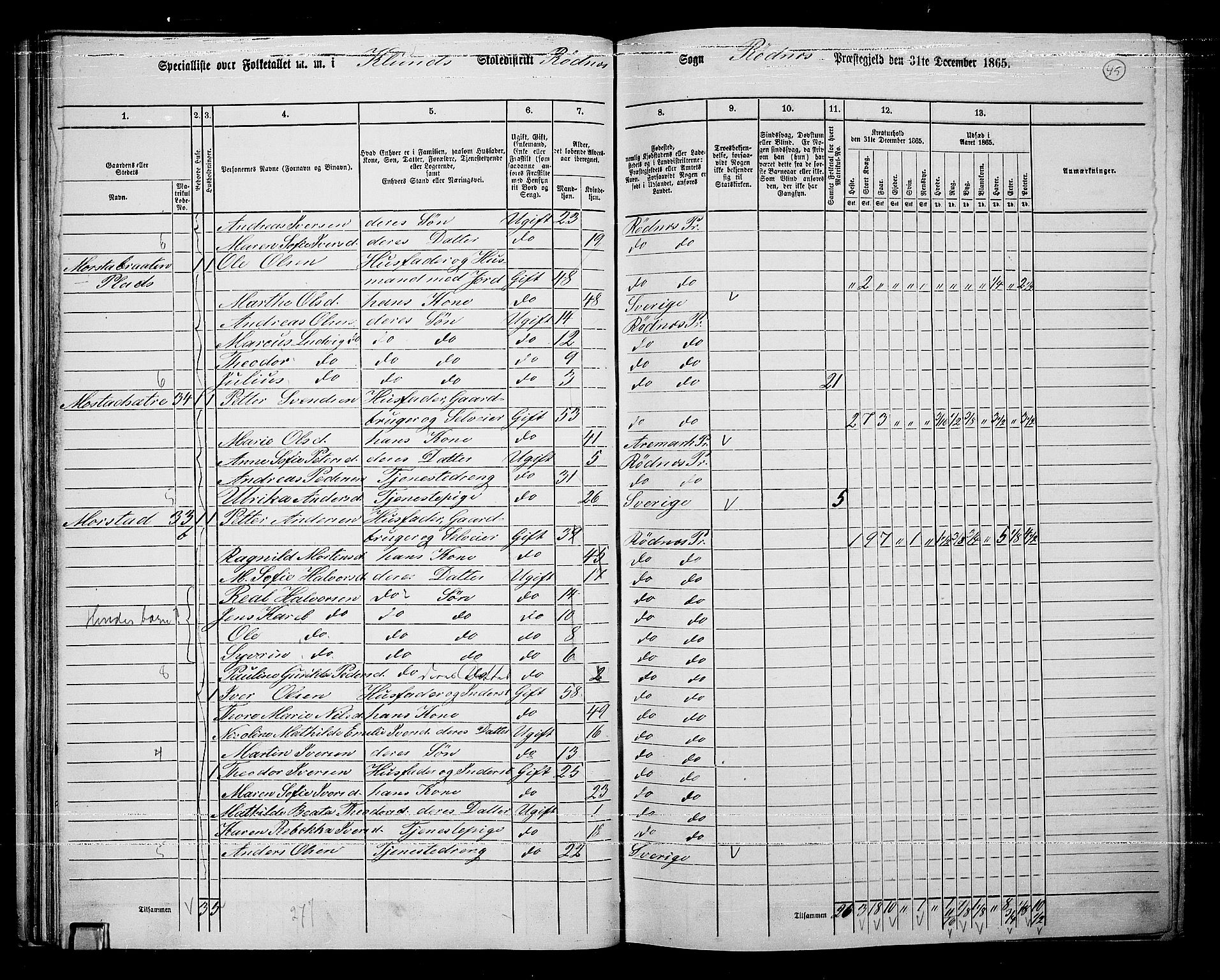 RA, 1865 census for Rødenes, 1865, p. 41