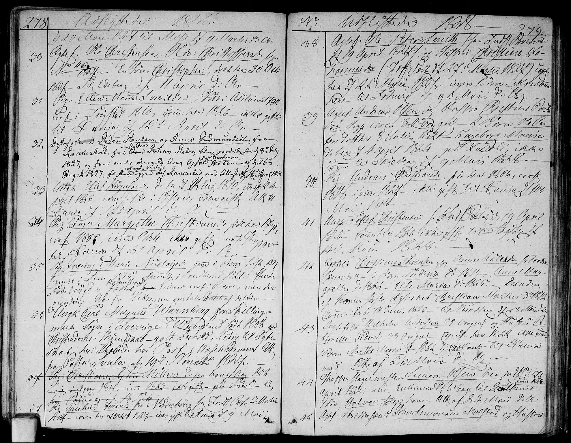 Aker prestekontor kirkebøker, AV/SAO-A-10861/F/L0014b: Parish register (official) no. 14B, 1820-1834, p. 278-279