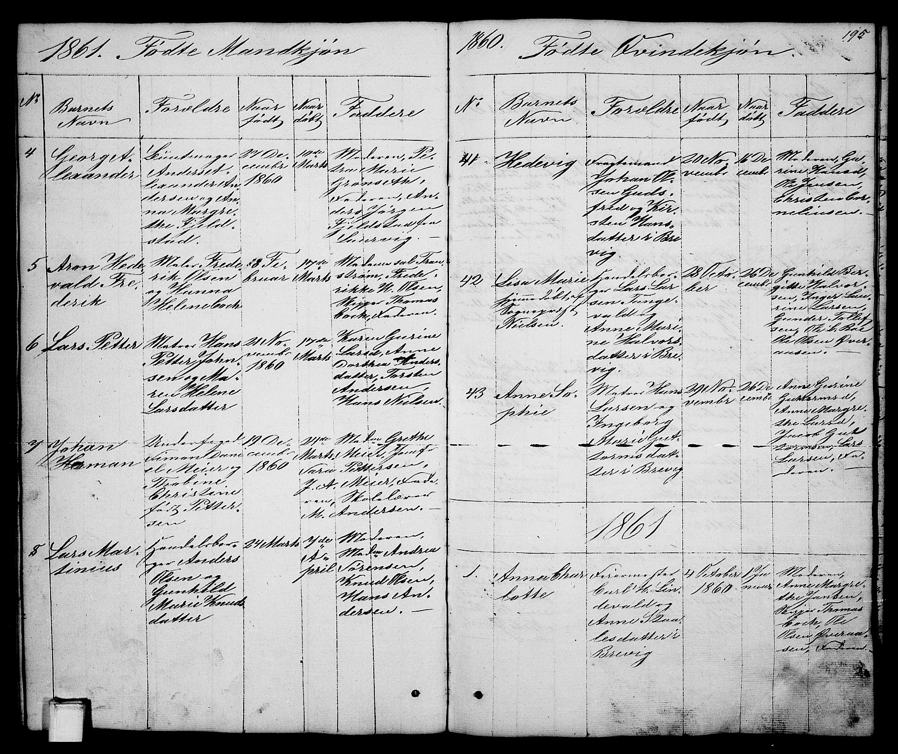 Brevik kirkebøker, SAKO/A-255/G/Ga/L0002: Parish register (copy) no. 2, 1846-1865, p. 195