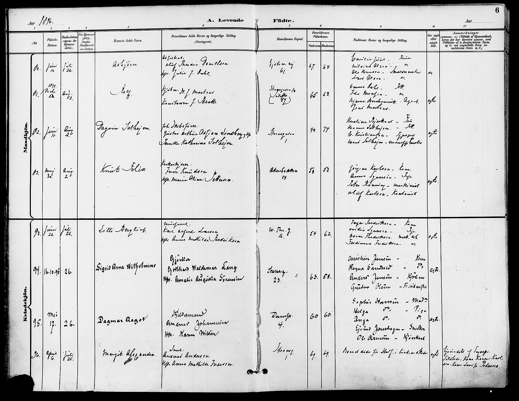 Gamle Aker prestekontor Kirkebøker, AV/SAO-A-10617a/F/L0011: Parish register (official) no. 11, 1896-1901, p. 6