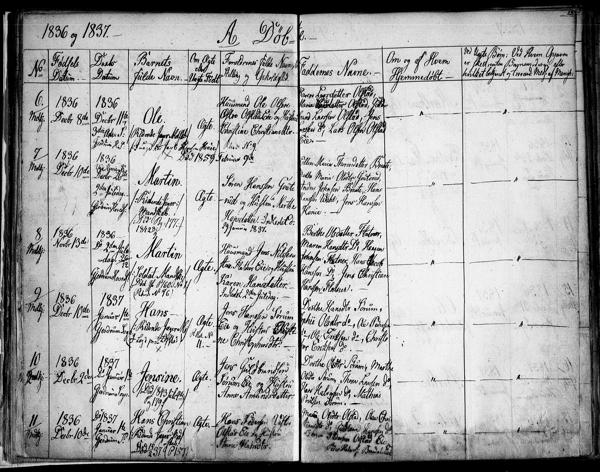 Gjerdrum prestekontor Kirkebøker, AV/SAO-A-10412b/F/Fa/L0005: Parish register (official) no. I 5, 1835-1845, p. 12