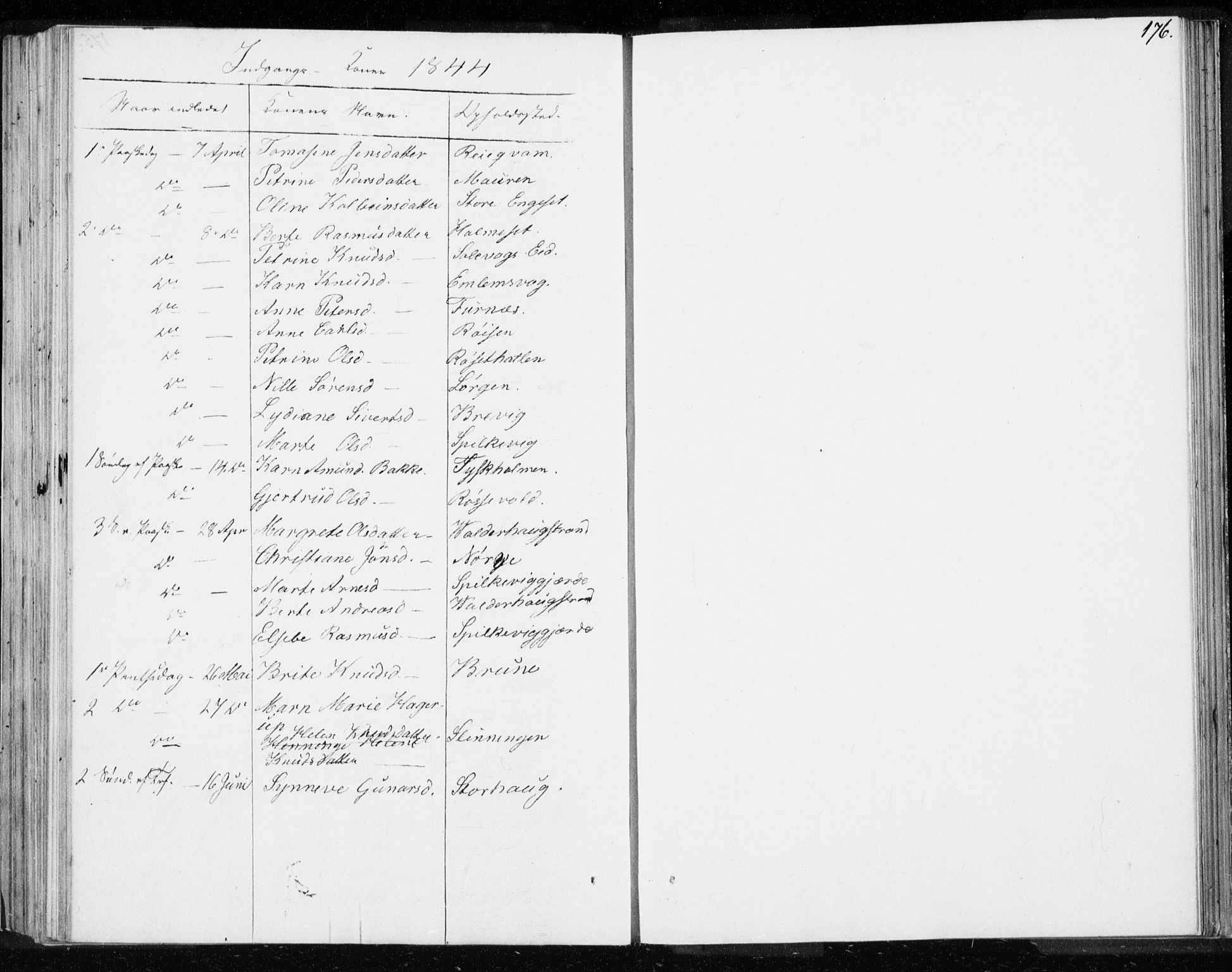 Ministerialprotokoller, klokkerbøker og fødselsregistre - Møre og Romsdal, AV/SAT-A-1454/528/L0414: Curate's parish register no. 528B02, 1833-1844, p. 176