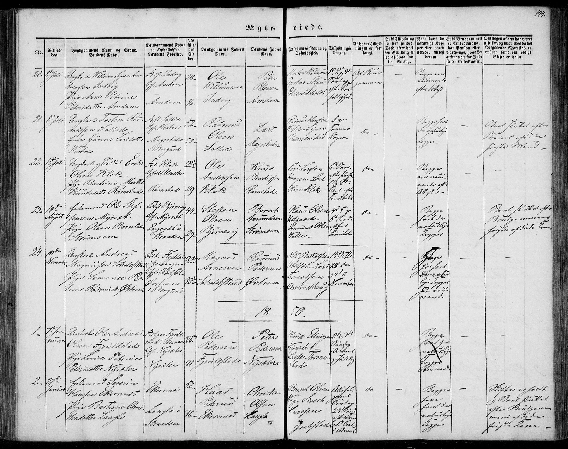 Ministerialprotokoller, klokkerbøker og fødselsregistre - Møre og Romsdal, SAT/A-1454/522/L0312: Parish register (official) no. 522A07, 1843-1851, p. 144