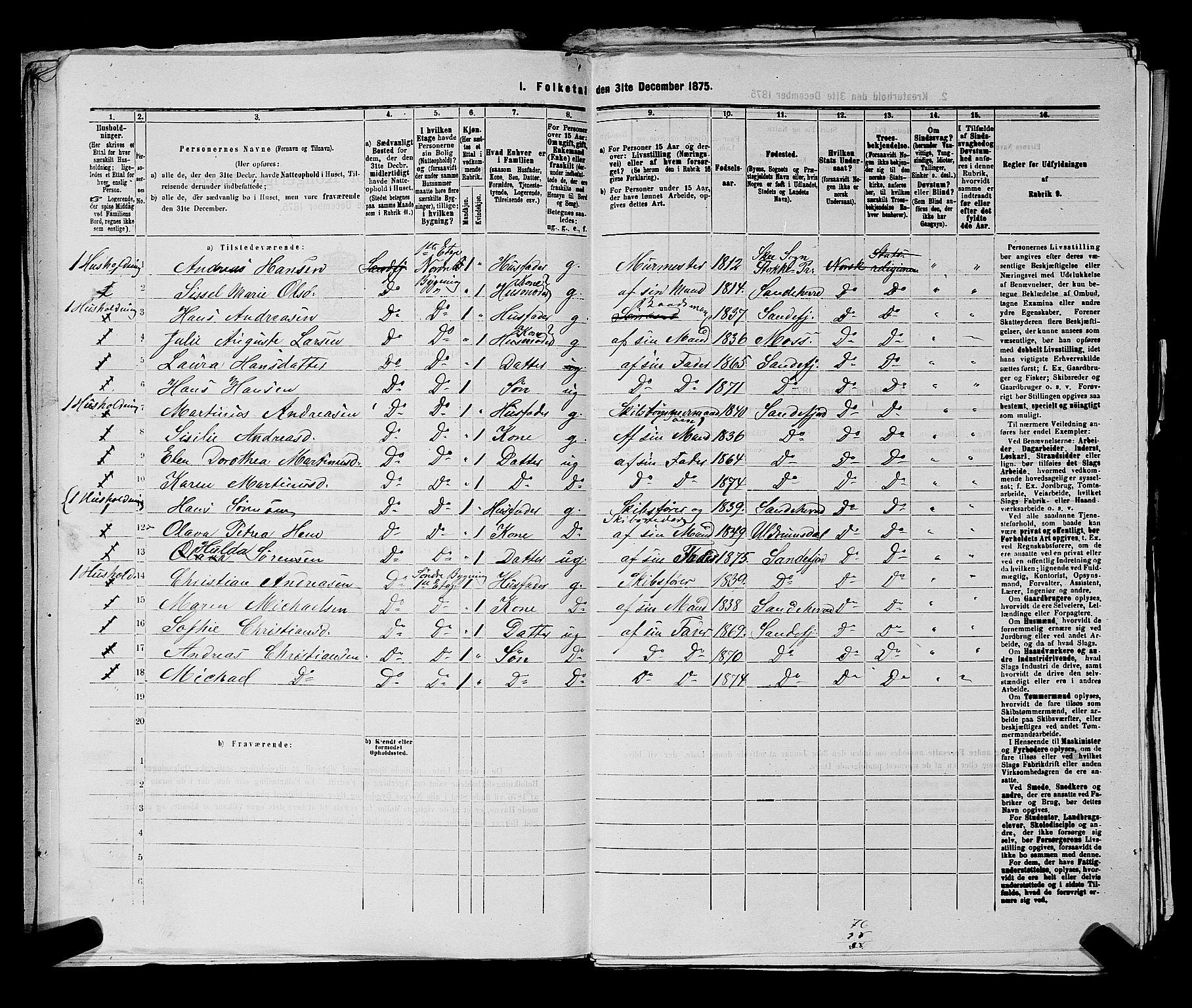 SAKO, 1875 census for 0706B Sandeherred/Sandefjord, 1875, p. 521