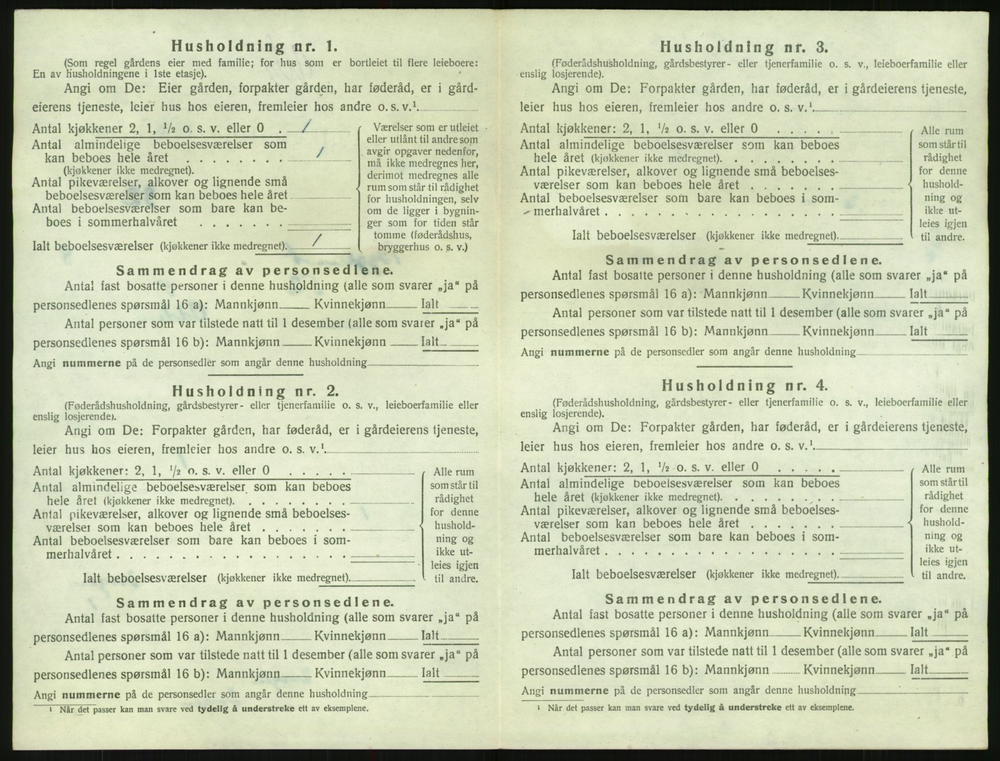 SAK, 1920 census for Bygland, 1920, p. 466