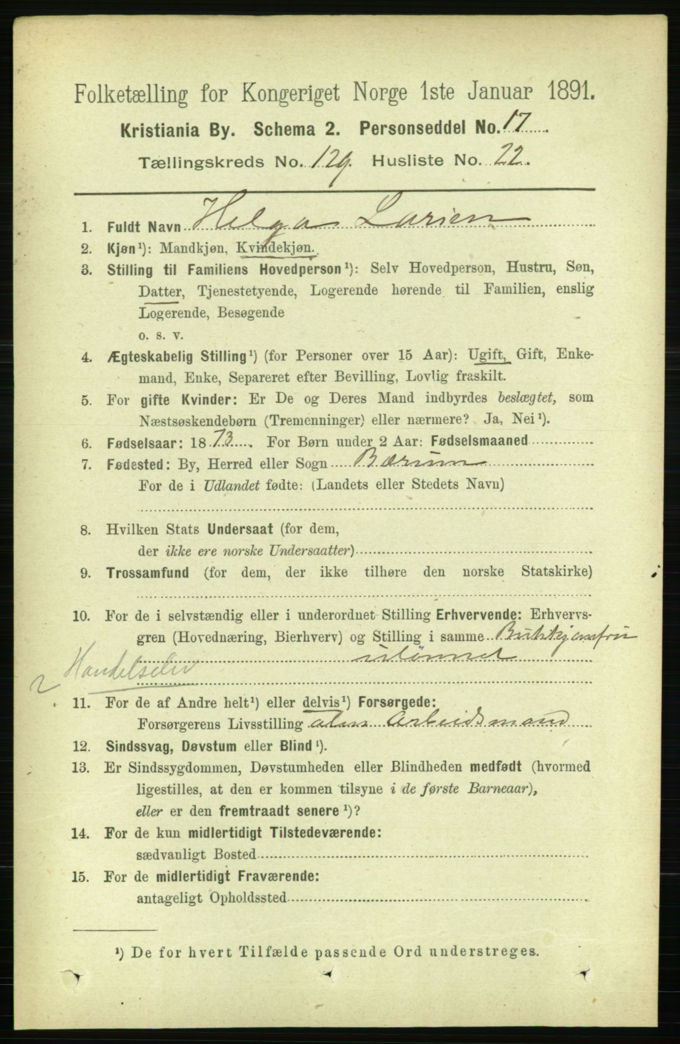 RA, 1891 census for 0301 Kristiania, 1891, p. 69853