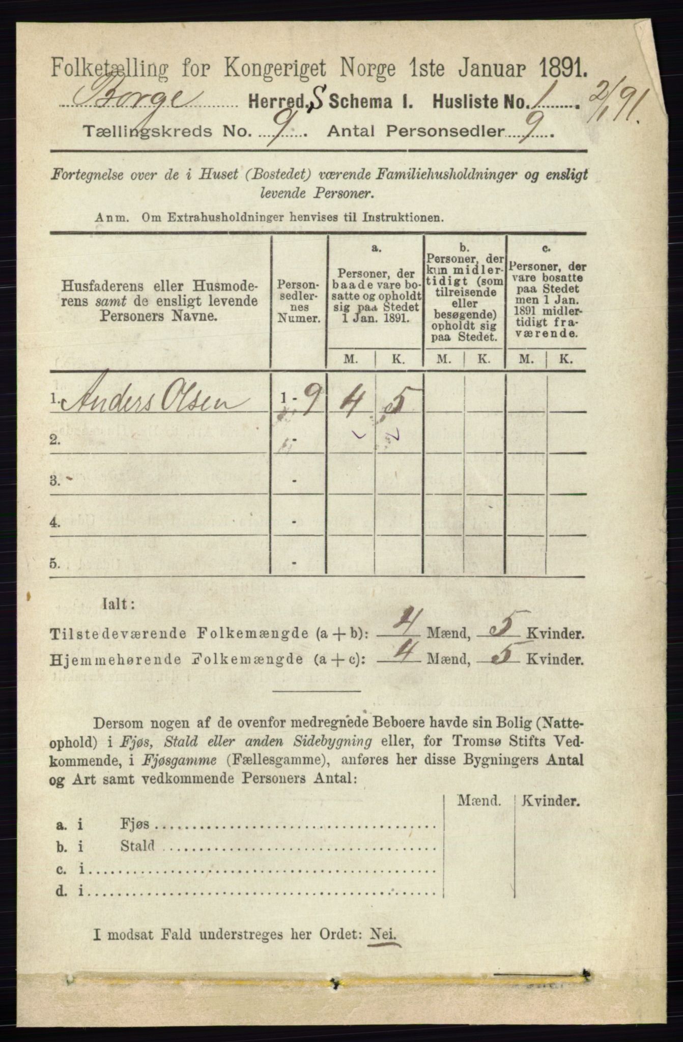 RA, 1891 census for 0113 Borge, 1891, p. 5692